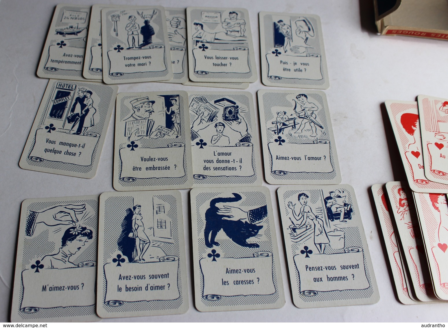 Rare Ancien Jeu 32 Cartes LA GRIVOISE Illustrateur Pour Rire Et S'amuser En Société 16 Bleues Pour Messieurs - 32 Karten