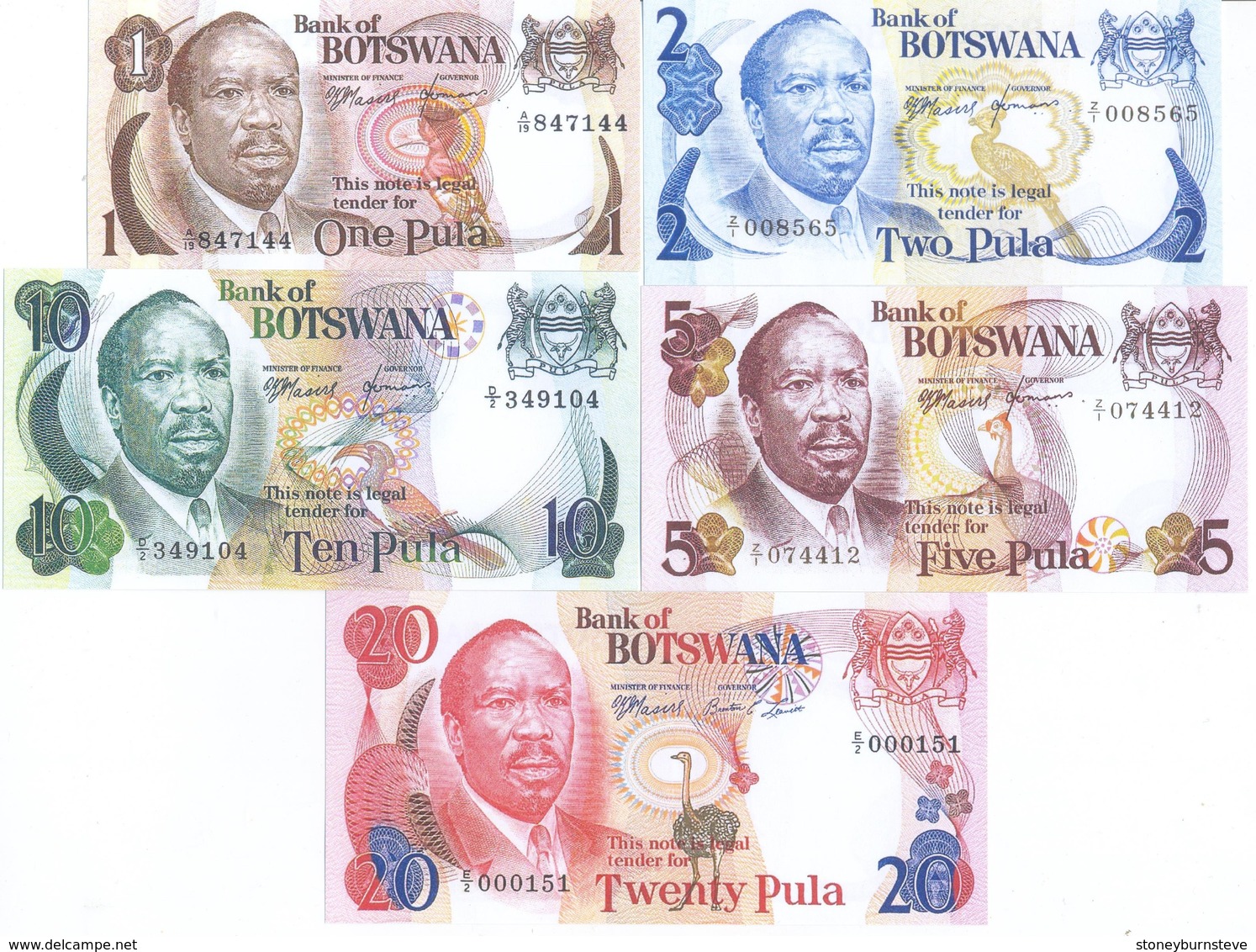Botswana 5 Note Set 1976 COPY - Botswana