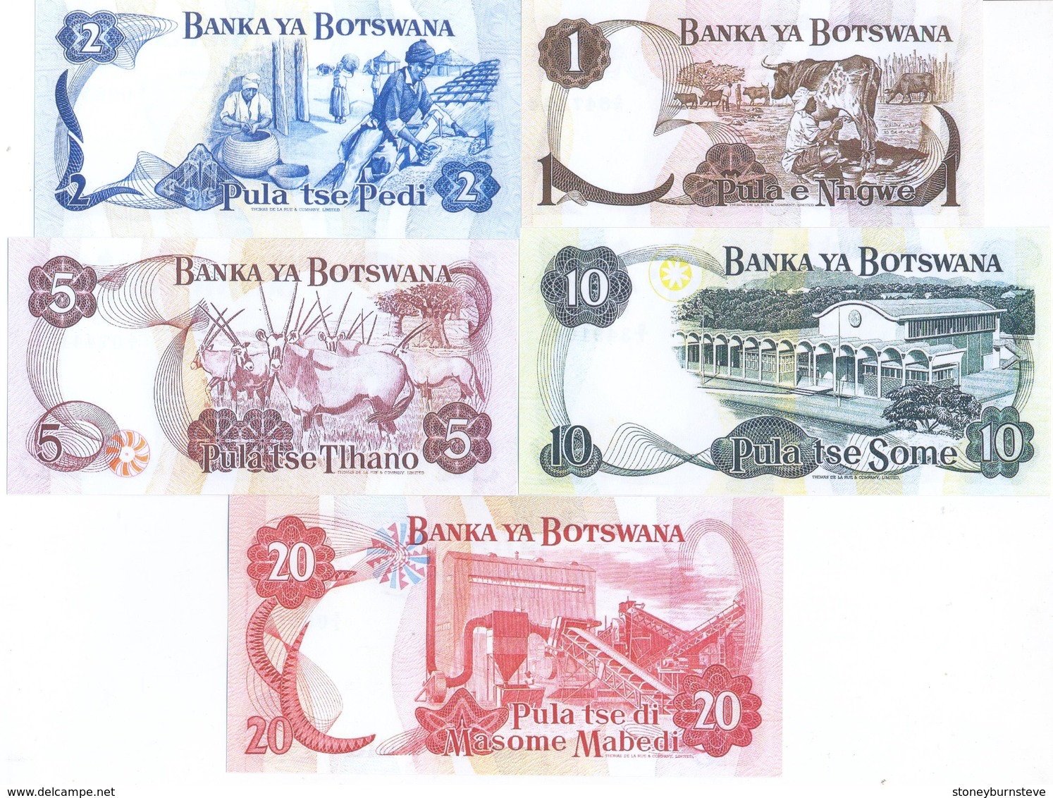 Botswana 5 Note Set 1976 COPY - Botswana