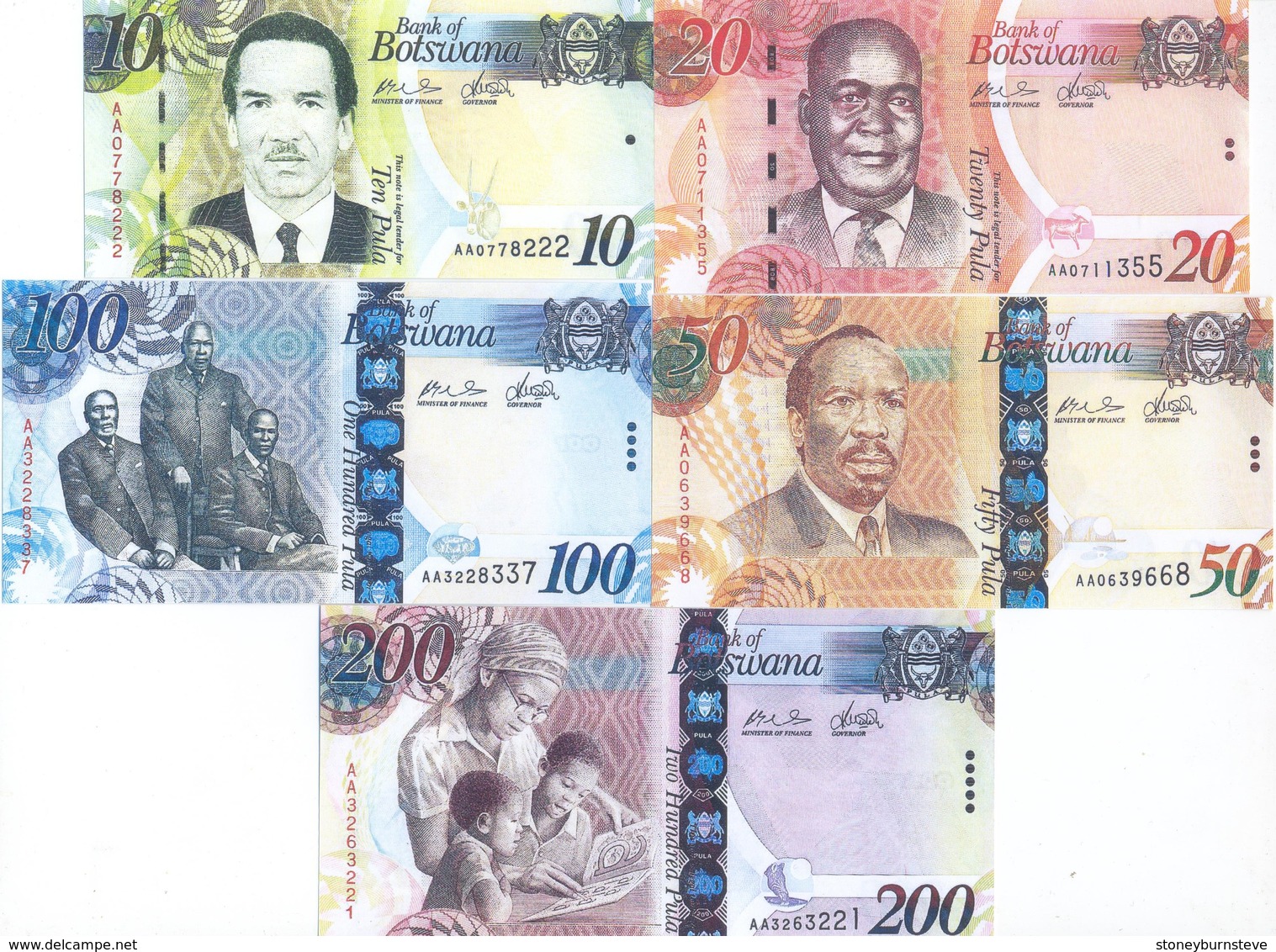 Botswana 5 Note Set 2009 COPY - Botswana