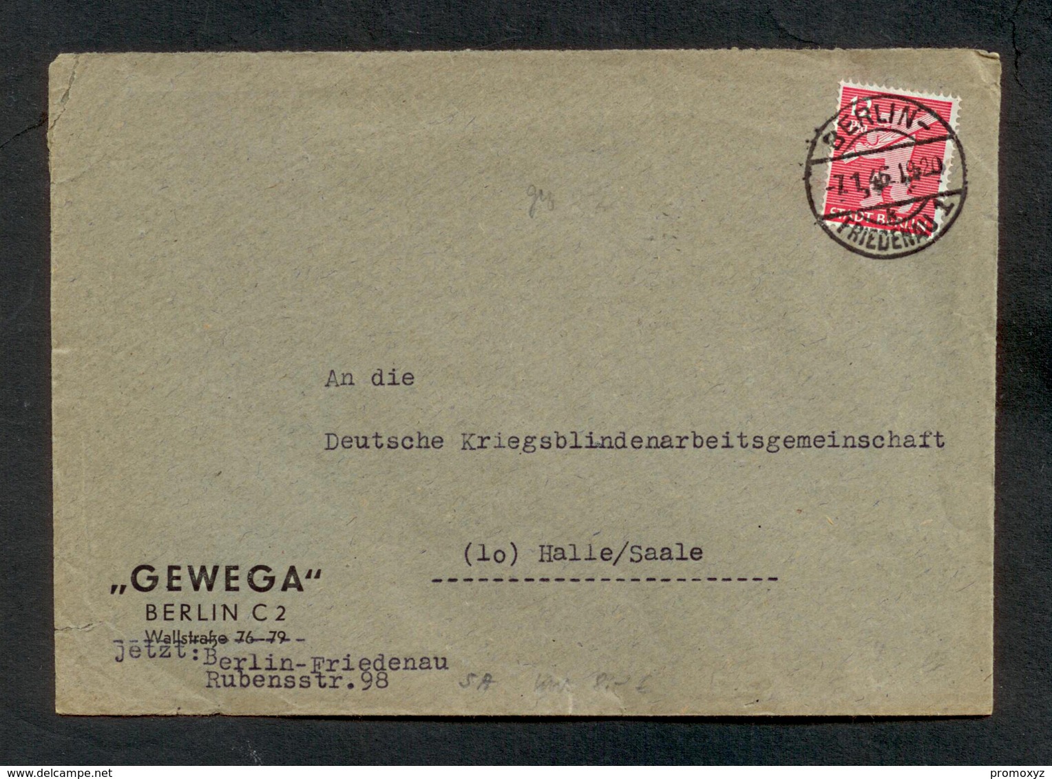 Alliierte Besetzung, Berlin & Brandenburg 1945, Bedarfsbrief Von Berlin-Friedenau Nach Halle/Saale Am 7.1.1945 - Autres & Non Classés