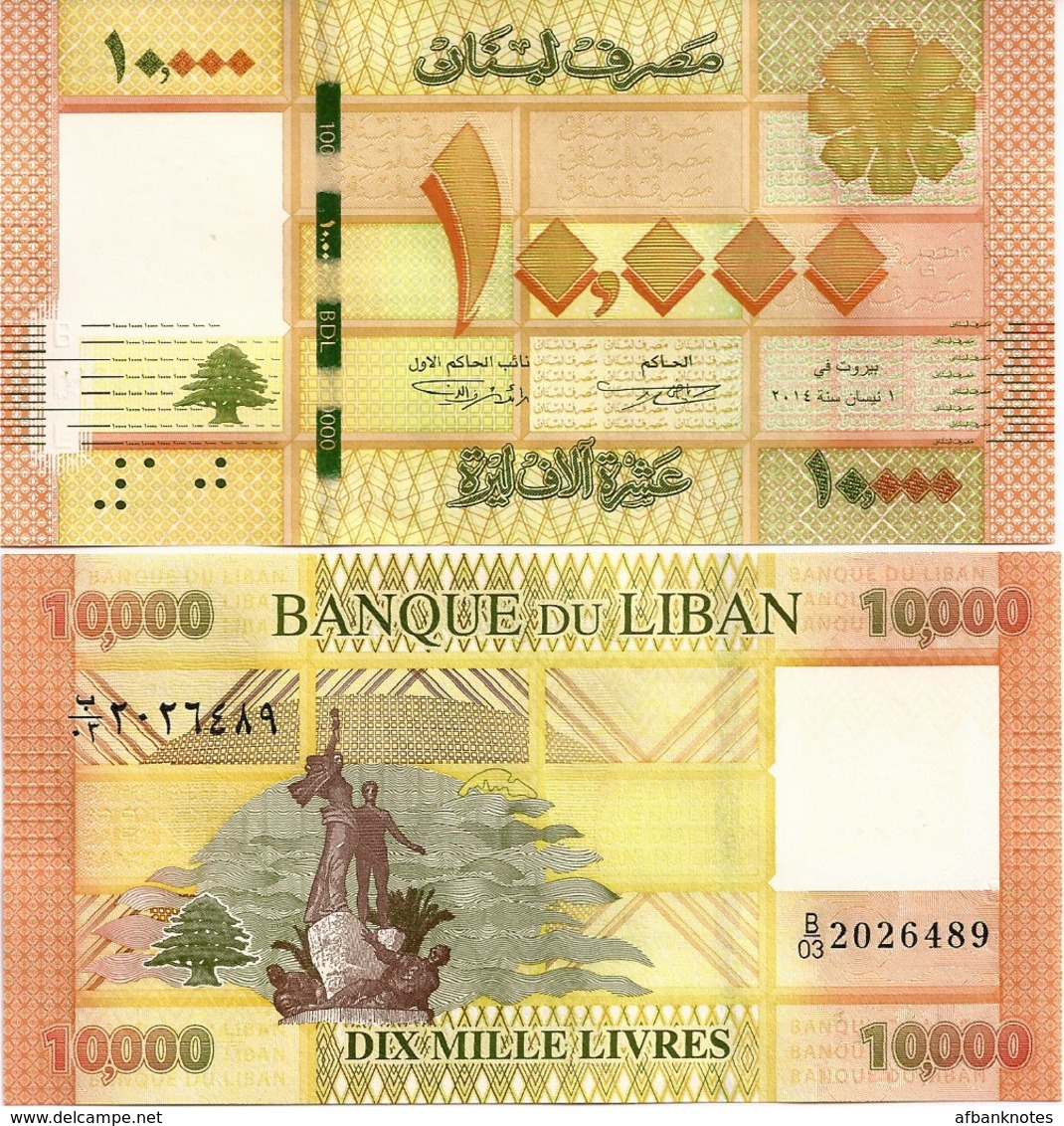 LEBANON       10,000 Livres       P-92b       2014       UNC  [ 10000 ] - Lebanon