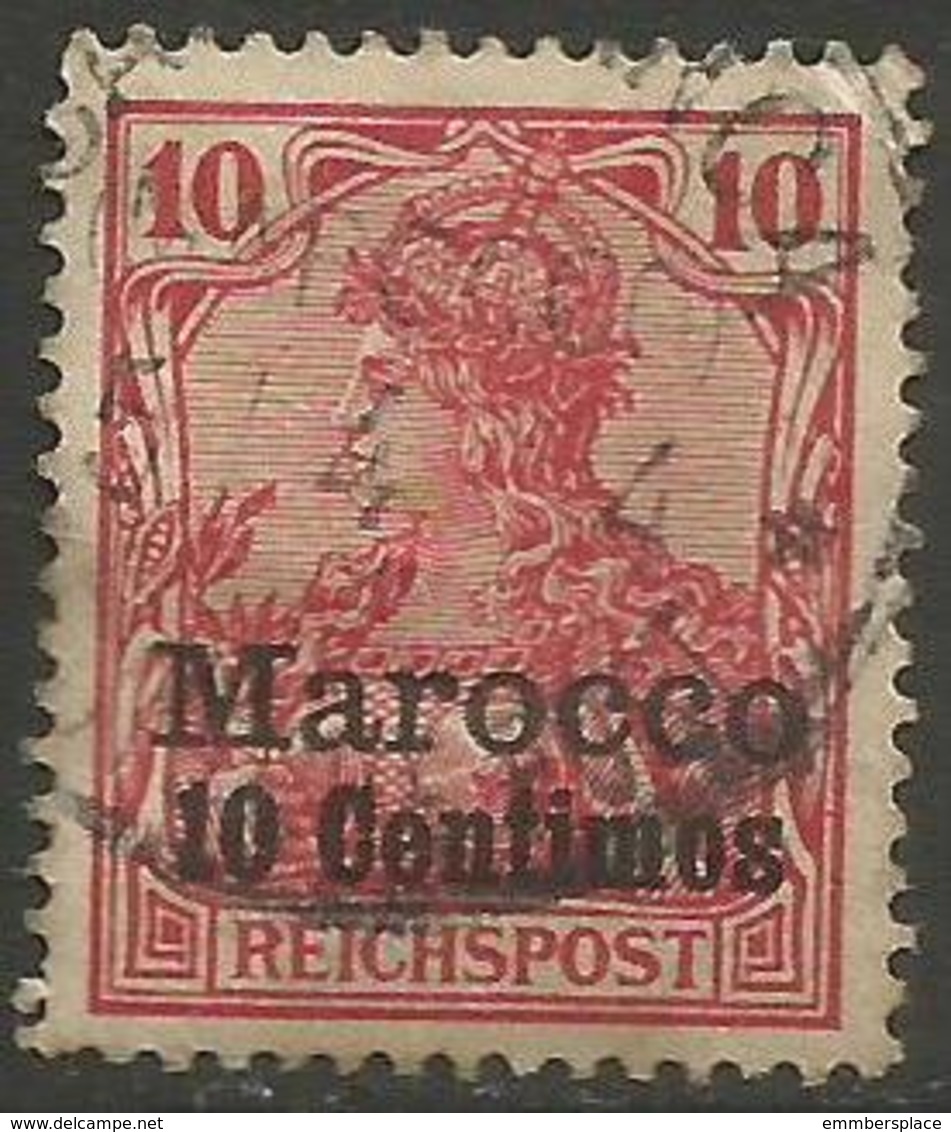 German Offices Morocco - 1900 Germania Overprint  & Surcharge 10c/10pf Used  Mi  9 - Morocco (offices)
