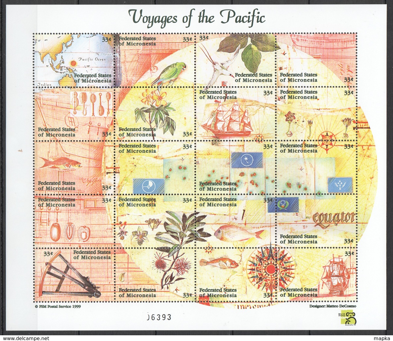 O620 FEDERATED STATES OF MICRONESIA MARINE LIFE GEOGRAPHY VOYAGES OF THE PACIFIC 1KB MNH - Vie Marine