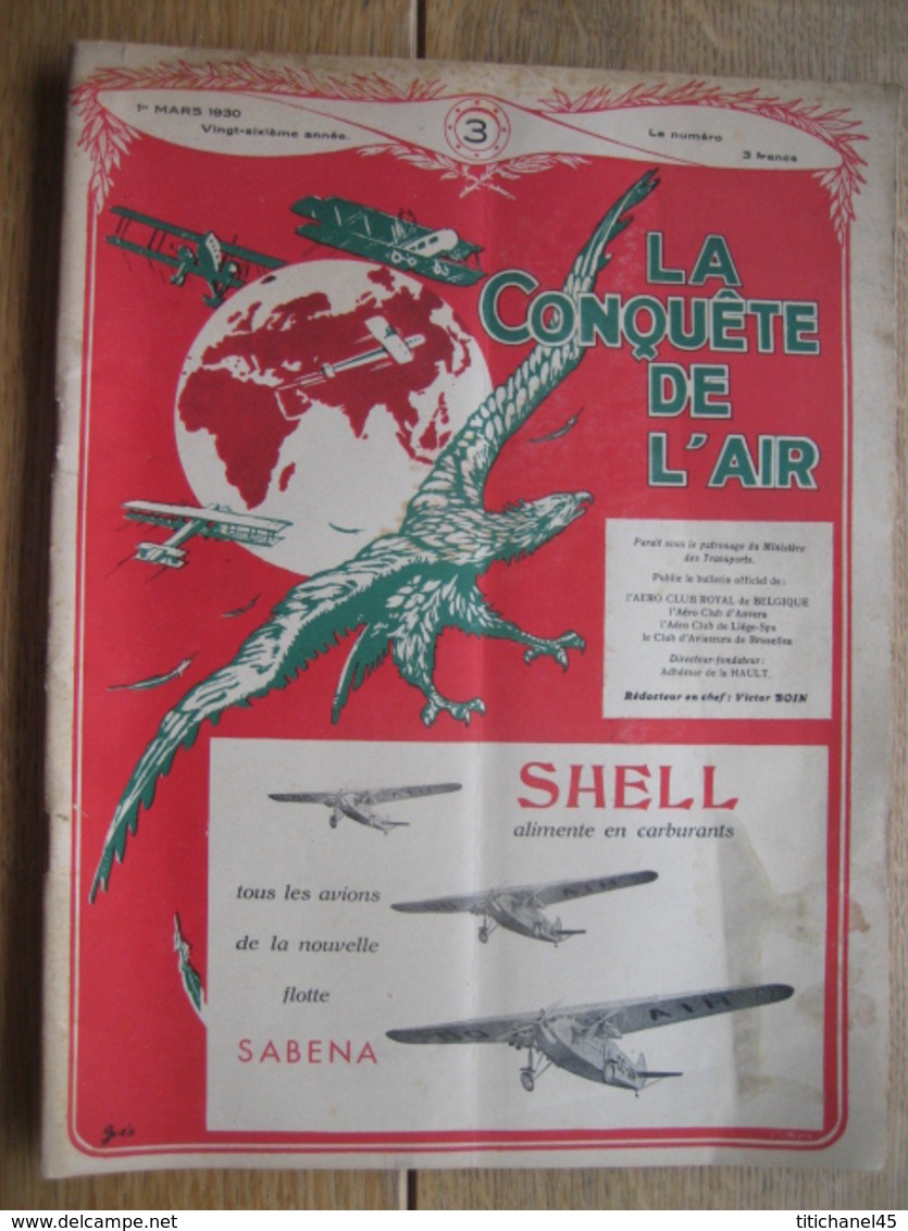 LA CONQUETE DE L'AIR 1930 N°3 - CONGO - VOL A VOILE RHOEN-ROSSITTEN - A.S.1 (FIAT) - F.N. 11 CV - NASH - CHAMPION - Avion