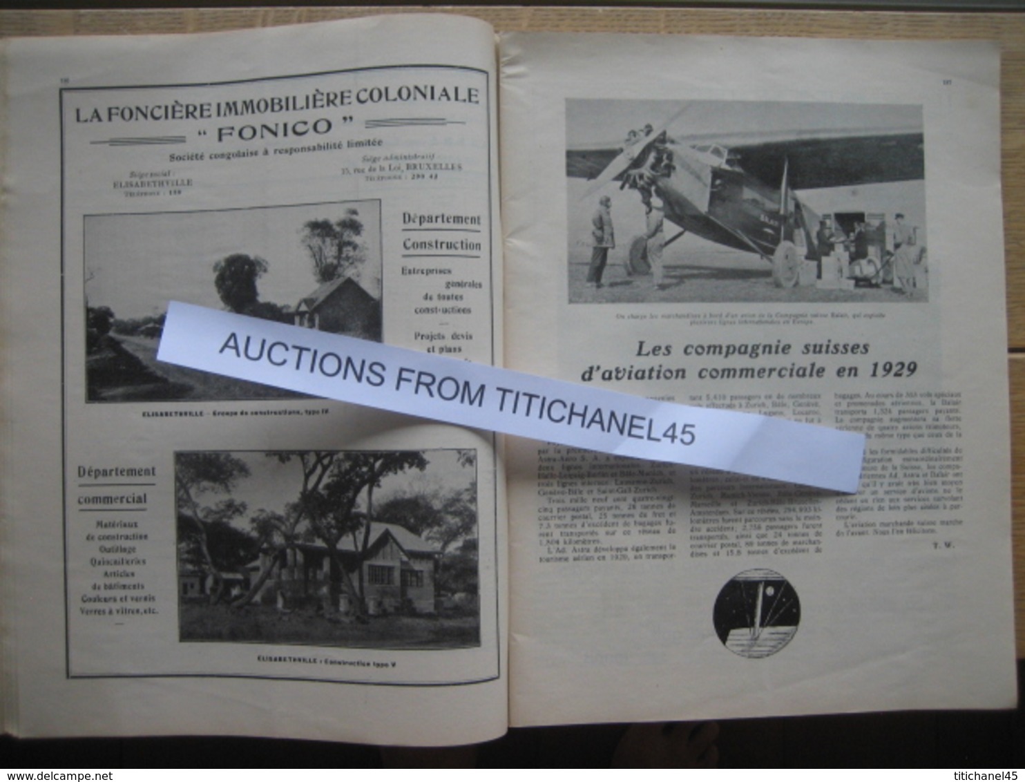 LA CONQUETE DE l'AIR 1930 n°3 - CONGO - VOL A VOILE RHOEN-ROSSITTEN - A.S.1 (FIAT) - F.N. 11 CV - NASH - CHAMPION