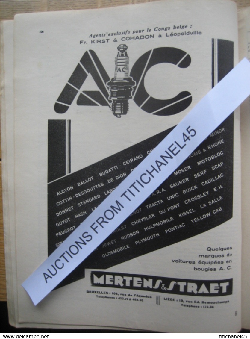 LA CONQUETE DE l'AIR 1930 n°3 - CONGO - VOL A VOILE RHOEN-ROSSITTEN - A.S.1 (FIAT) - F.N. 11 CV - NASH - CHAMPION