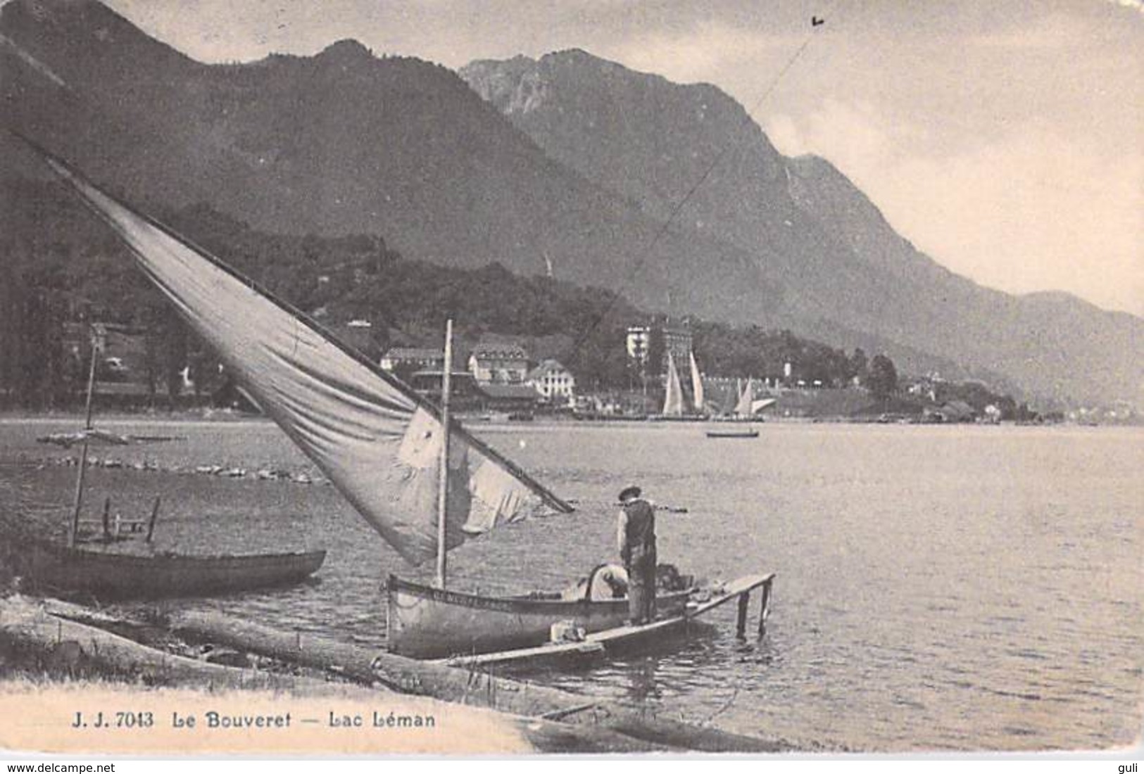 Suisse (VS Valais ) (Port-Valais) Le BOUVERET Lac Léman (bateau Voile)(Jullien Frères Genève  J.J 7043)*PRIX FIXE - Port-Valais