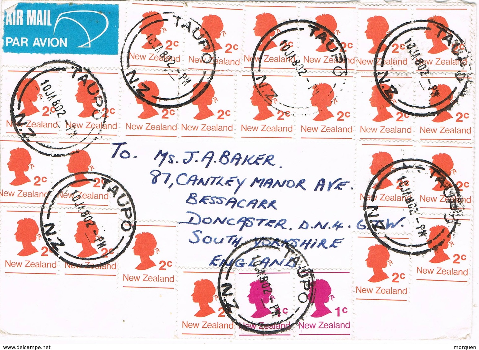 32640. Carta Aerea TAUPO (New Zealand) 1980 To England - Cartas & Documentos