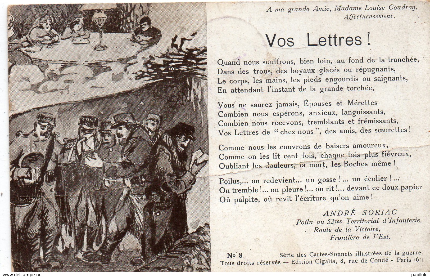 MILITARIA 353 : Beau Texte D Un Poilu Au 52me Territorial D Infanterie Frontière De L Est - Patriottiche