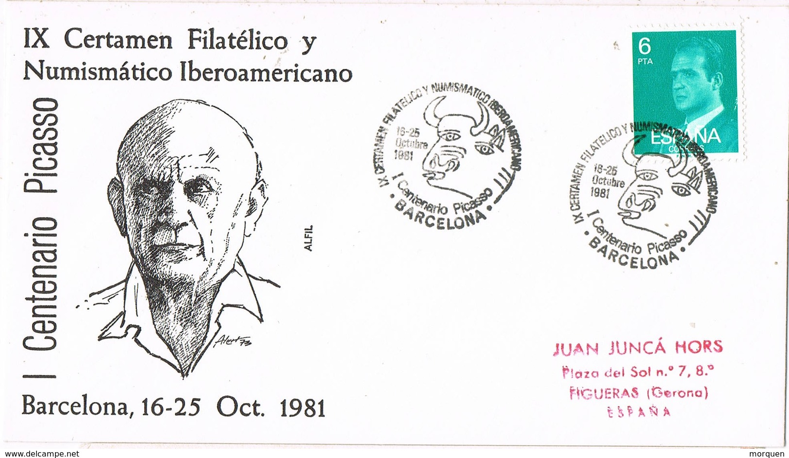 32648. Carta BARCELONA 1981. Certamen Filatelico Centenario PICASSO, Pintura, Arte - Cartas & Documentos