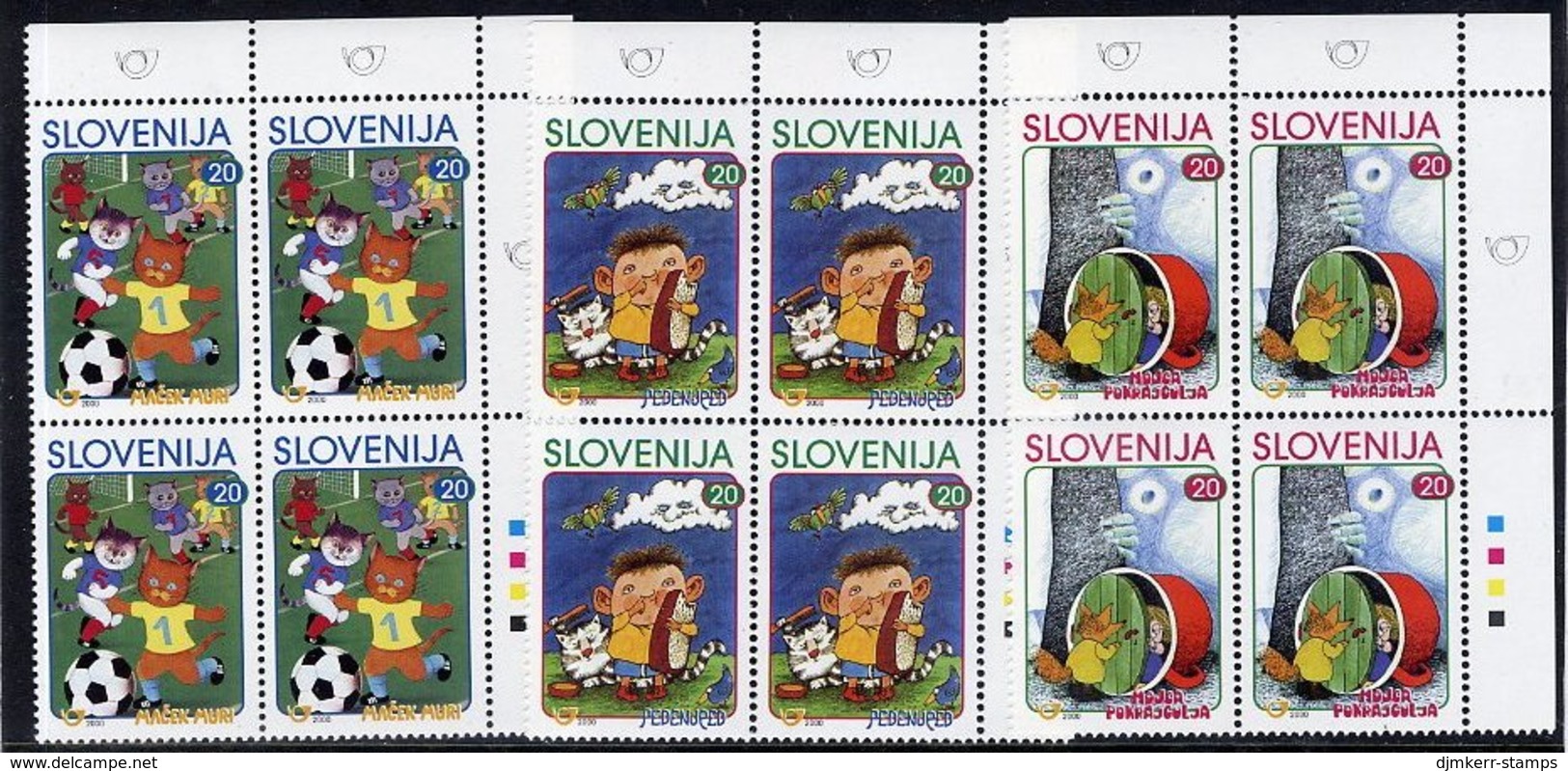 SLOVENIA 2000 Children's Book Illustrations Blocks Of 4 MNH / **.  Michel 288-90 - Slovenia
