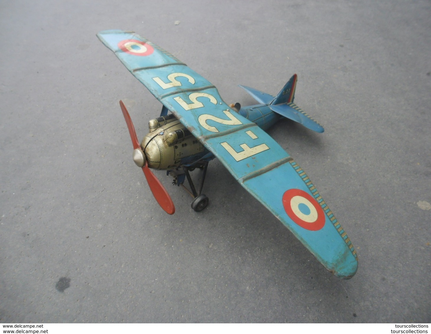 AVION JEP Avant Guerre SUPERBE JOUET TOLE  Dewoitine D27 - F255 Mécanique à Clé - Rare état - Couleur Bleu Rare - Ancien - Avions & Hélicoptères