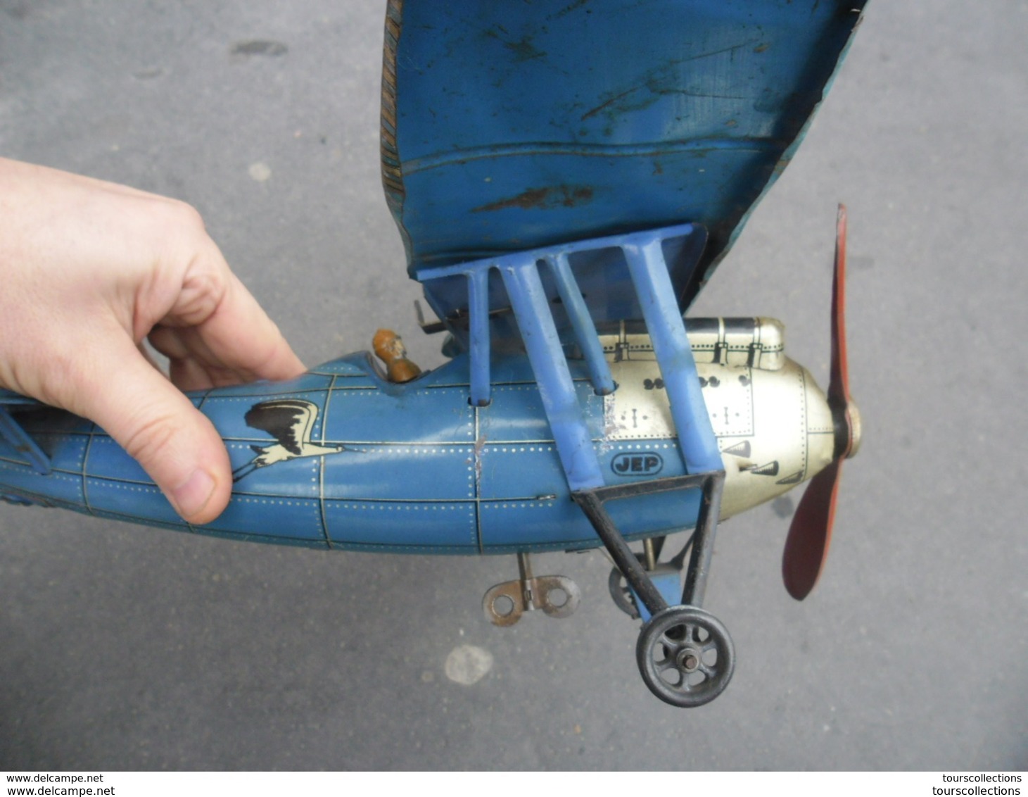 AVION JEP Avant Guerre SUPERBE JOUET TOLE  Dewoitine D27 - F255 Mécanique à Clé - Rare état - Couleur Bleu Rare - Ancien - Avions & Hélicoptères