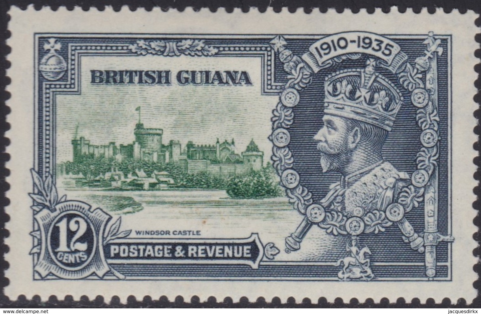 British Guyana .   SG   . 303  Flagstaff On Left Turret  (2 Scans)   .    *  .     Mint-hinged    .   /  .   Ongebruikt - Brits-Guiana (...-1966)