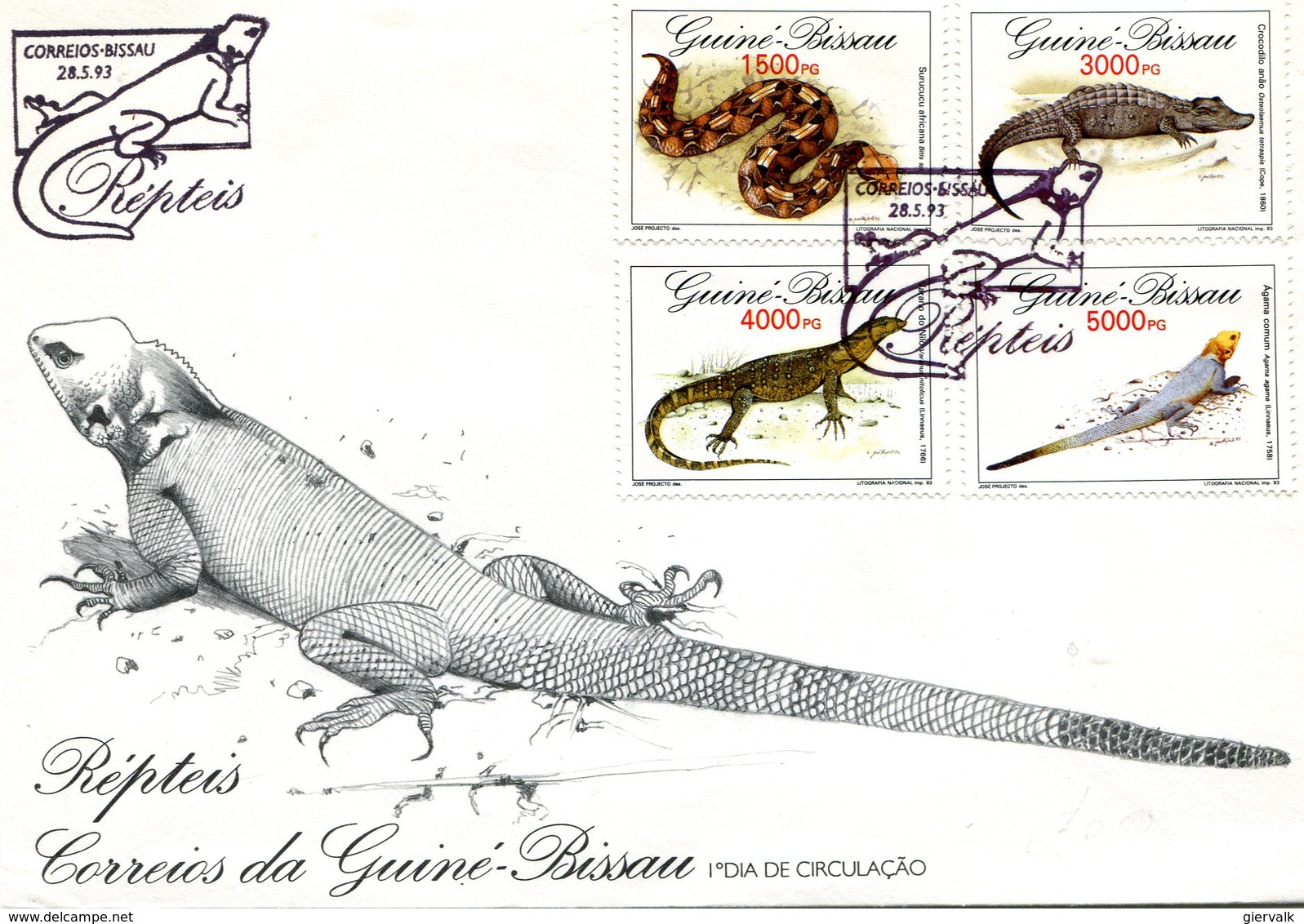 GUINEE-BISSAU 1993 FDC With LIZARDS/SNAKE/CROCODILE.BARGAIN.!! - Andere & Zonder Classificatie