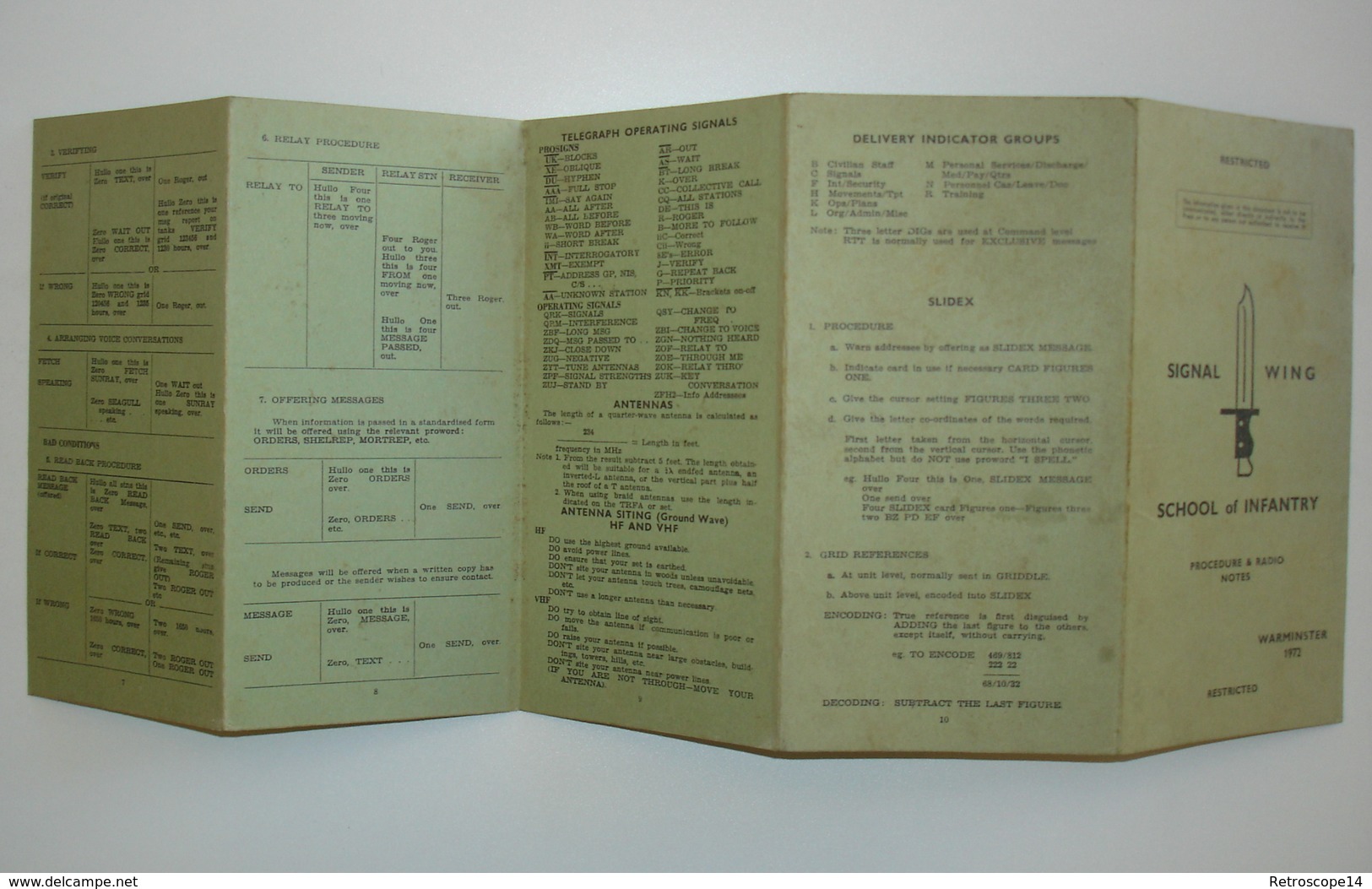 SIGNAL WING, SCHOOL OF INFANTRY, WARMINSTER 1972, PROCEDURE & RADIO NOTES - Documents