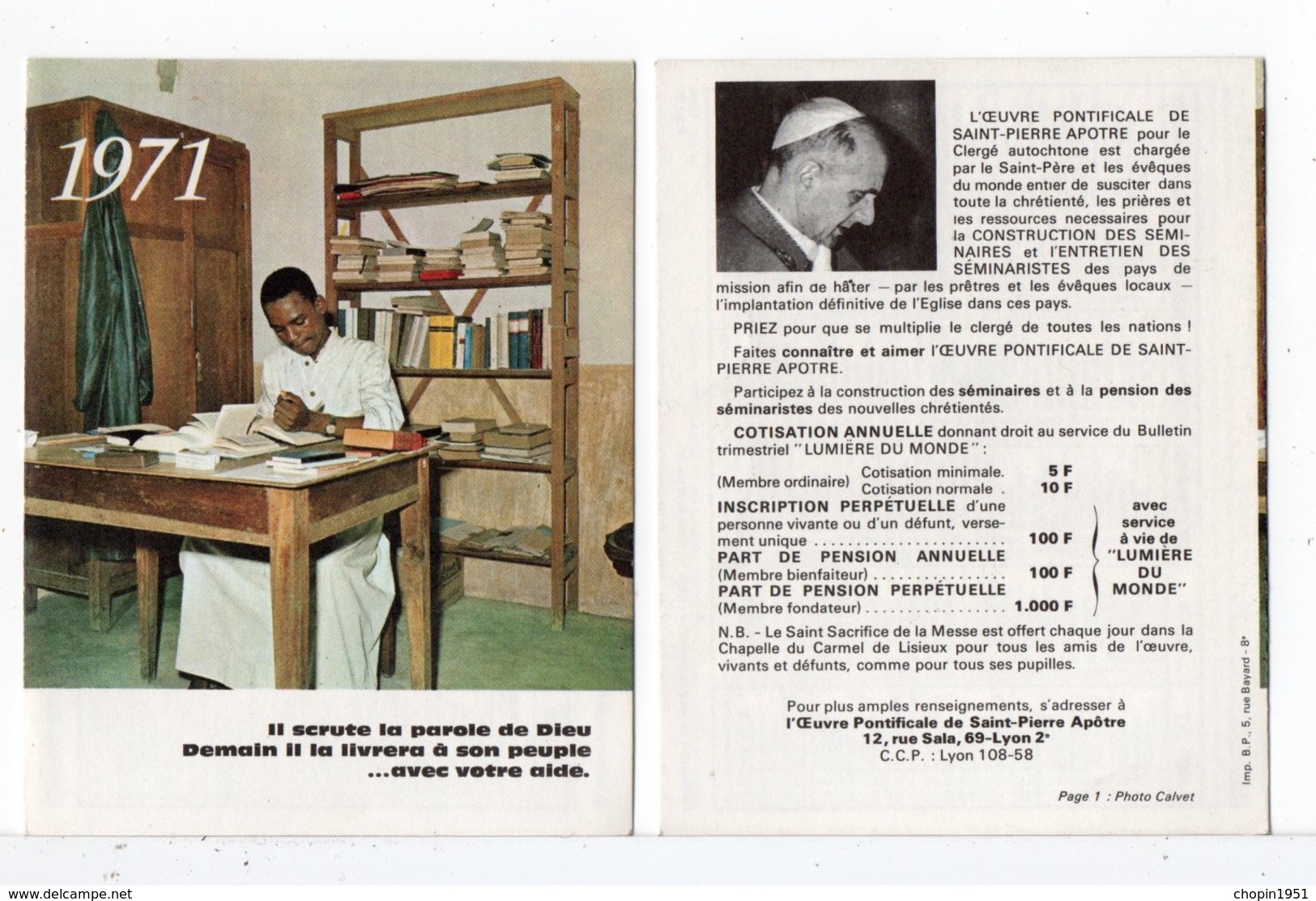 CALENDRIER 1971 - Petit Format : 1971-80