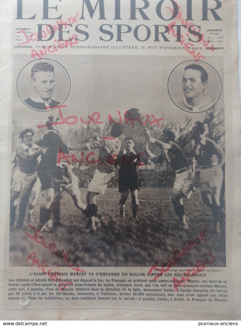 1925 RUGBY - ÉQUIPE DE FRANCE = ALL BLACKS À TOULOUSE - Autres & Non Classés