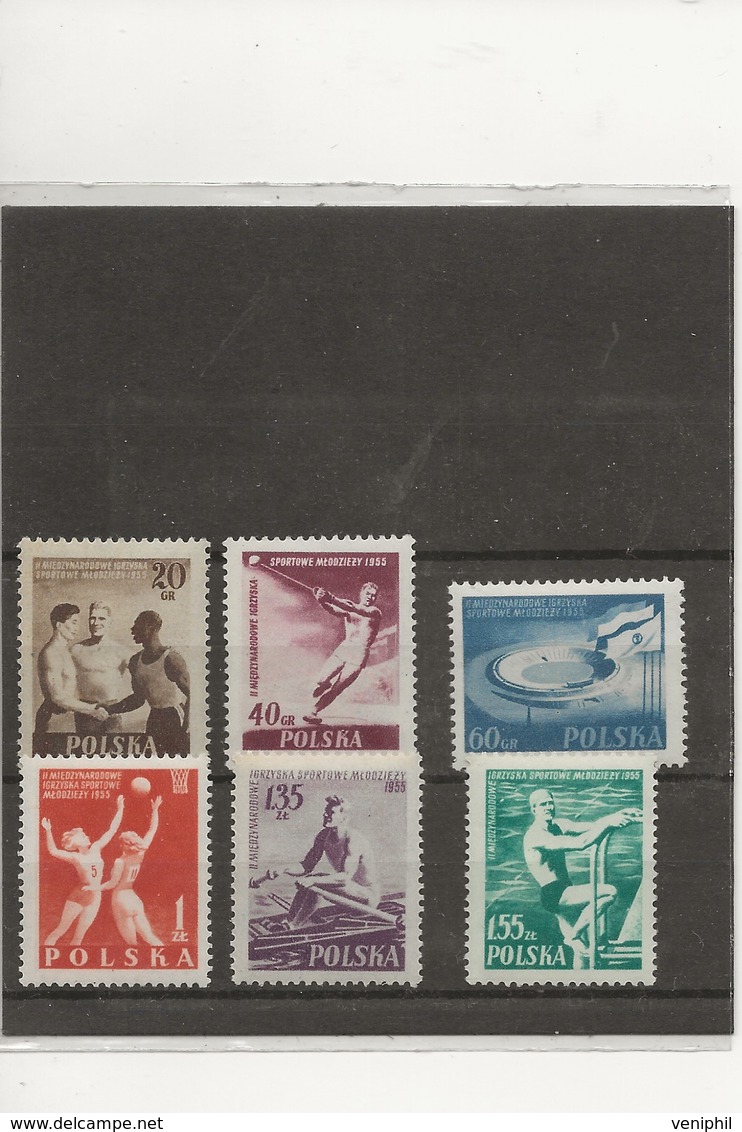 POLOGNE- JEUX SPORTIFS JEUNESSE -N°827 A 832 NEUF INFIME CHARNIERE -ANNEE 1955 - - Ungebraucht