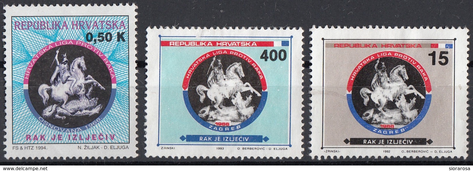 Croazia 1992 Sc. RA37... Postal Tax Stamps San Giorgio Uccide Il Drago   Paintings Nuovo Hrvatska Croatia - Quadri