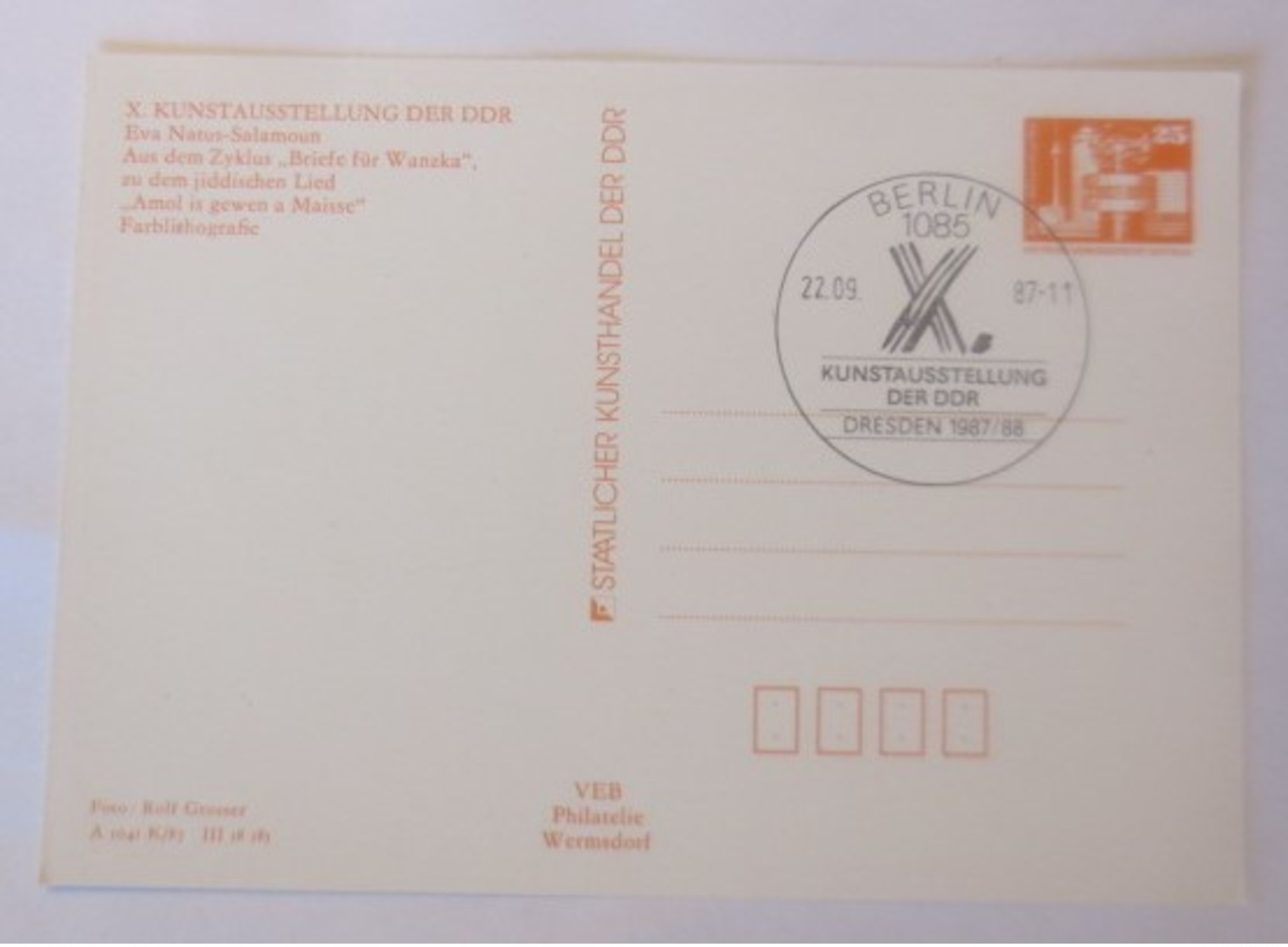 DDR Privat Ganzsache X Kunstausstellung, Briefe Für Wanzka 1987/88 ♥ (71658) - Sonstige & Ohne Zuordnung