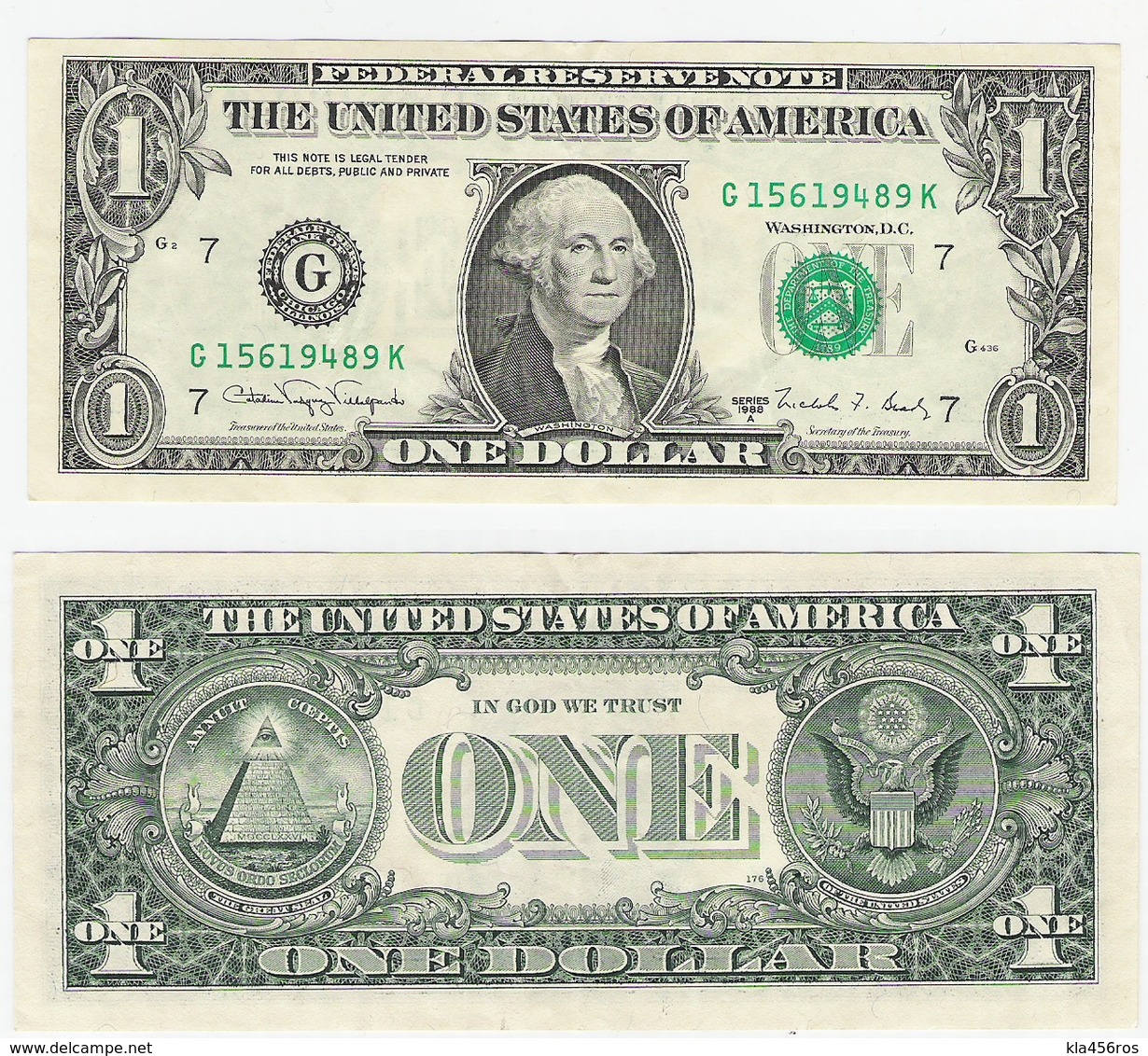 USA  1 Dollar 1988A Chicago Used - Billets De La Federal Reserve (1928-...)