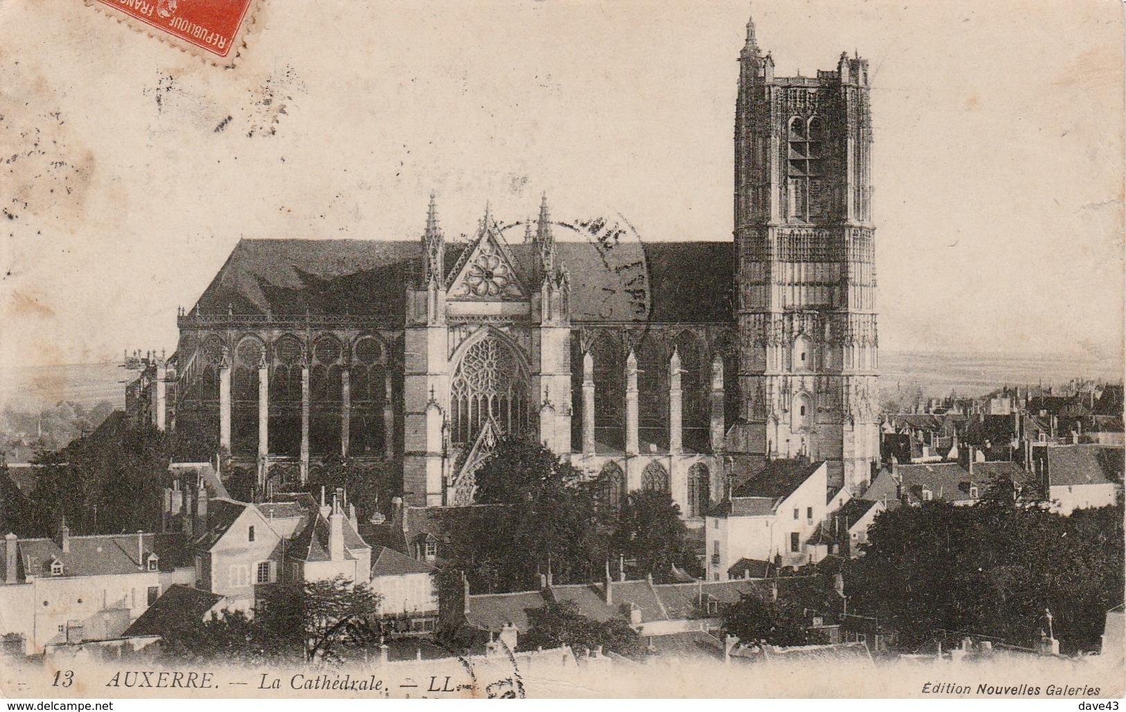 1914 Much Redirected French Card Auxere Cathedral To Italy 10c Sower Stamp - Other & Unclassified