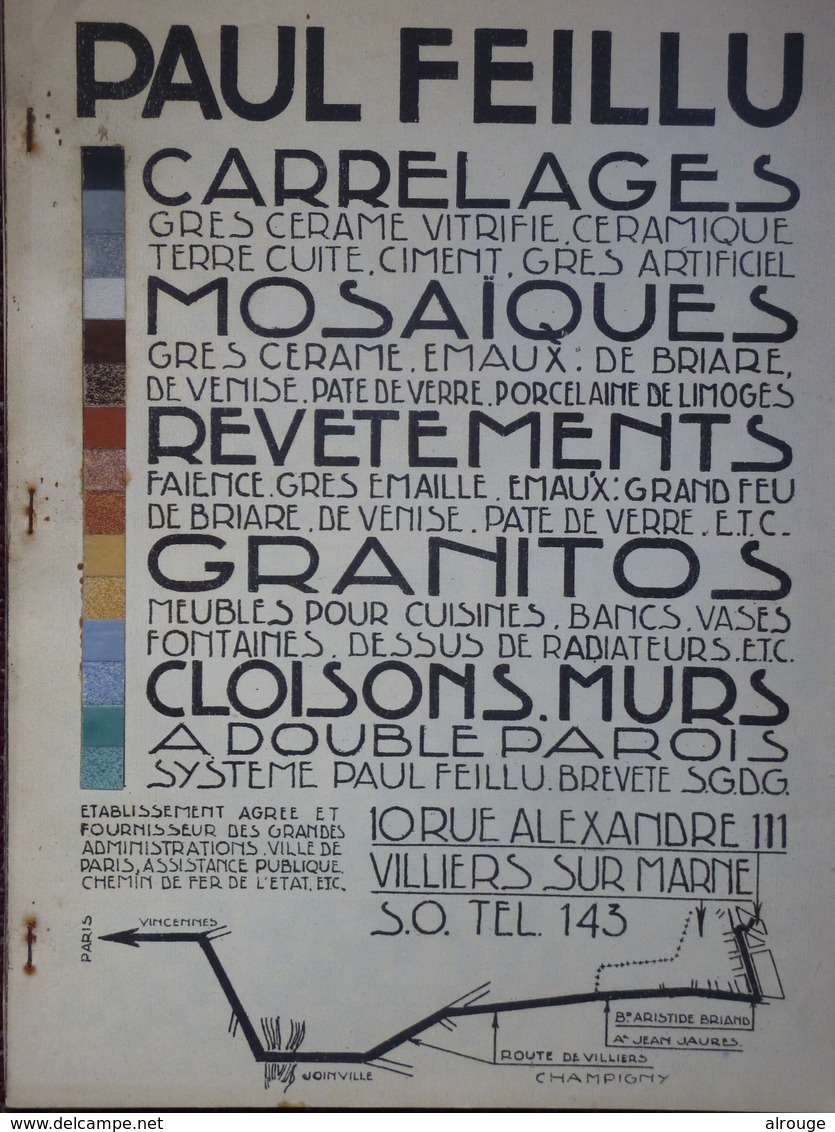 Paul Feillu, Carrelages-Mosaïques à Villiers-sur-Marne, Publicité - Autres & Non Classés