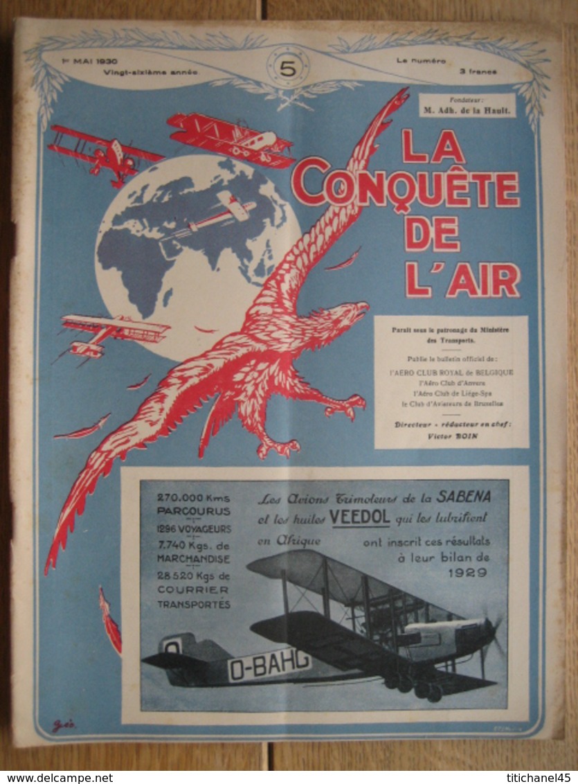 LA CONQUETE DE L'AIR 1930 N°5 - CONGO (photographies Aériennes) - FOKKER - KNOKKE -Instruments Pr Photographie Aérienne - Avion