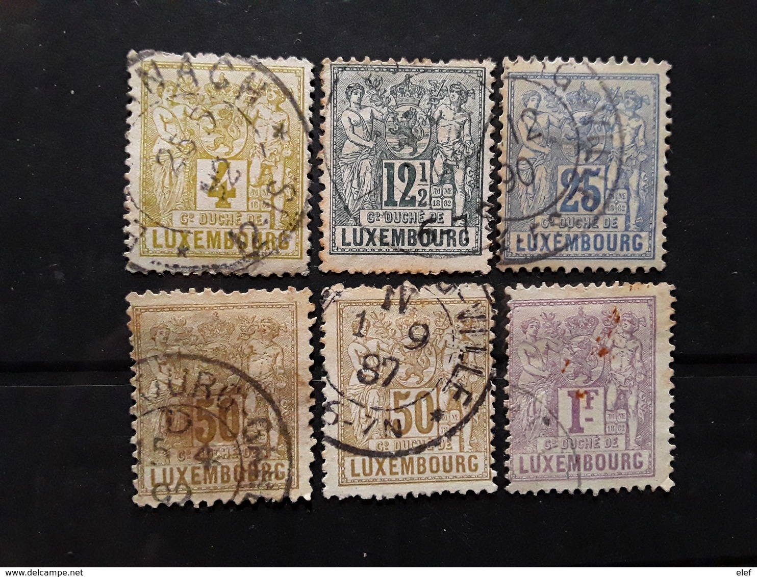 LUXEMBOURG 1882, Allegorie, 6 Timbres   Yvert No 49, 52, 54, 56 X2 Nuances, 57 , Obl Bon Etat General  Cote 33 Euros - 1882 Allégorie