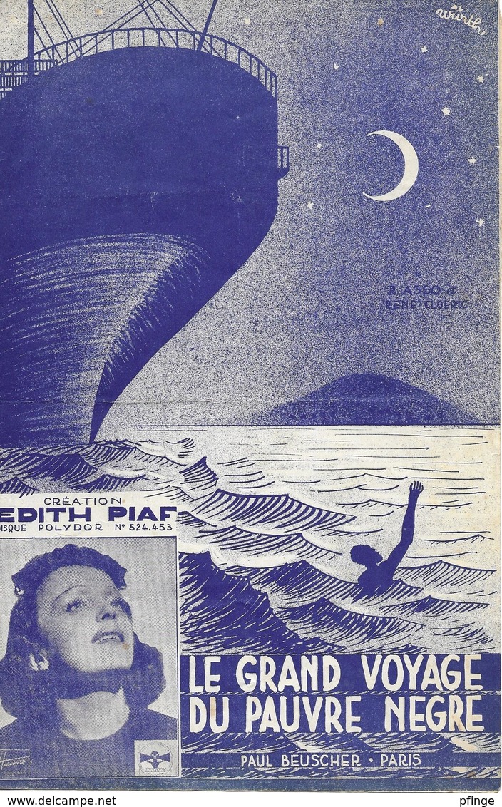 Le Grand Voyage Du Pauvre Nègre - Edith Piaf (p: Raymond Asso - M:  René Cloerec), 1938 - Other & Unclassified