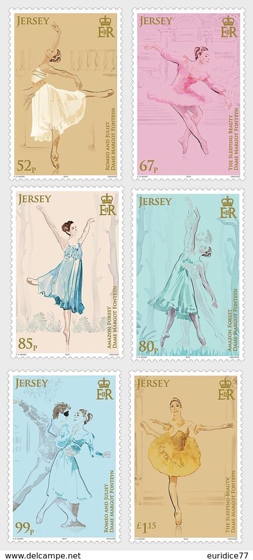 Jersey 2019 - Dame Margot Fonteyn - 100th Birth Anniversary Stamp Set Mnh - Jersey