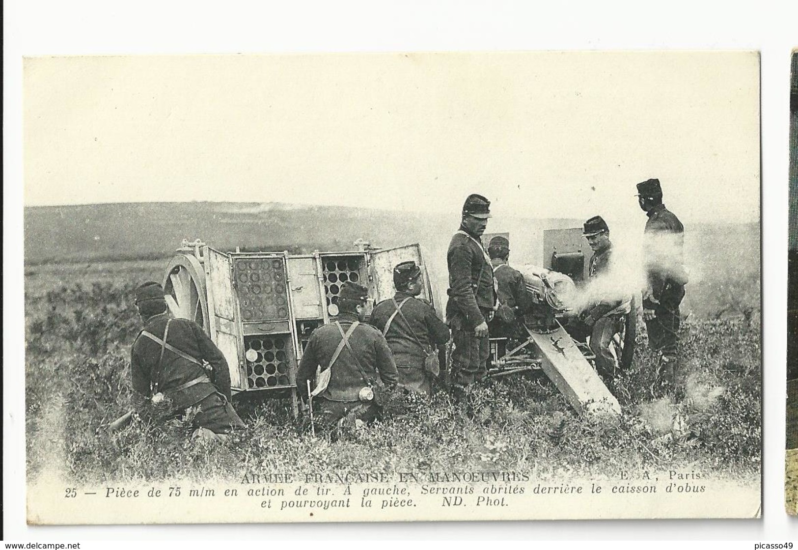 Armée Française En Manoeuvre  , Piece De 75mm En Action De Tir - Manoeuvres