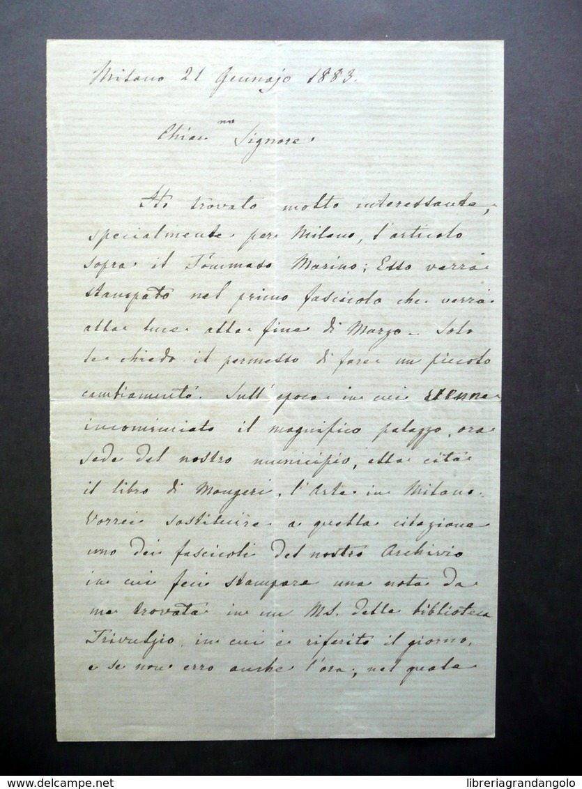 Autografo Giulio Porro Lambertenghi Lettera Milano Palazzo Marino 21/1/1883 - Altri & Non Classificati