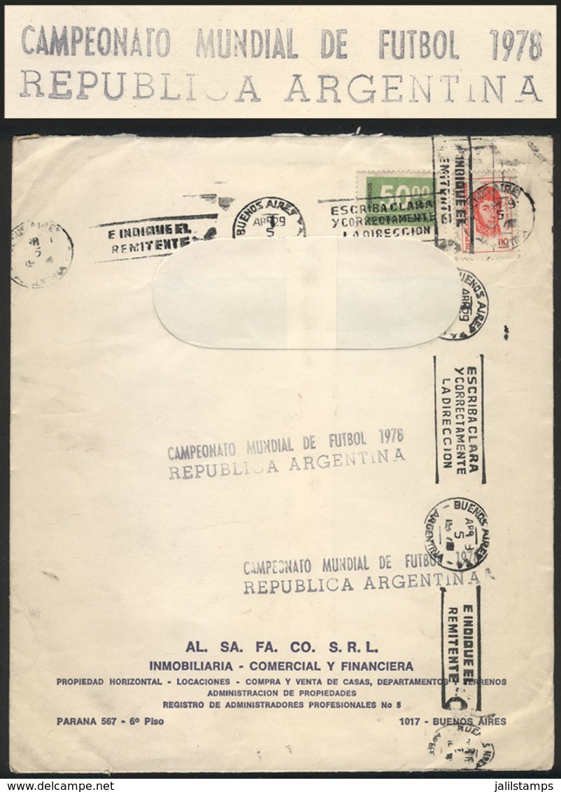 TOPIC FOOTBALL: Cover Used In Buenos Aires On 9/AP/1978, With 2-line Advertising Handstamp For The 1978 Football World C - Andere & Zonder Classificatie