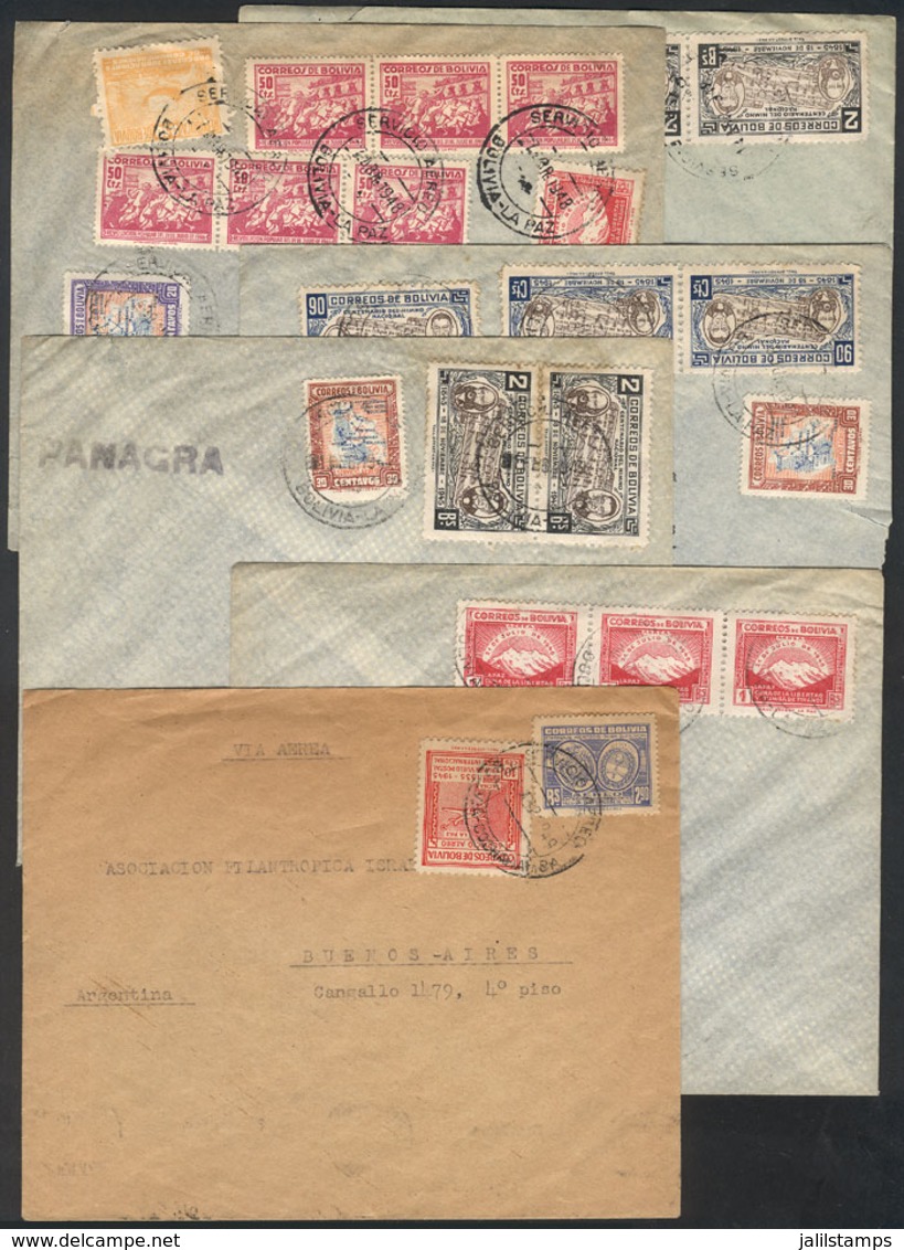TOPIC JUDAICA: 6 Covers Sent To The Israelite Philanthropic Association In Buenos Aires Between 1948 And 1949 From The S - Judaísmo