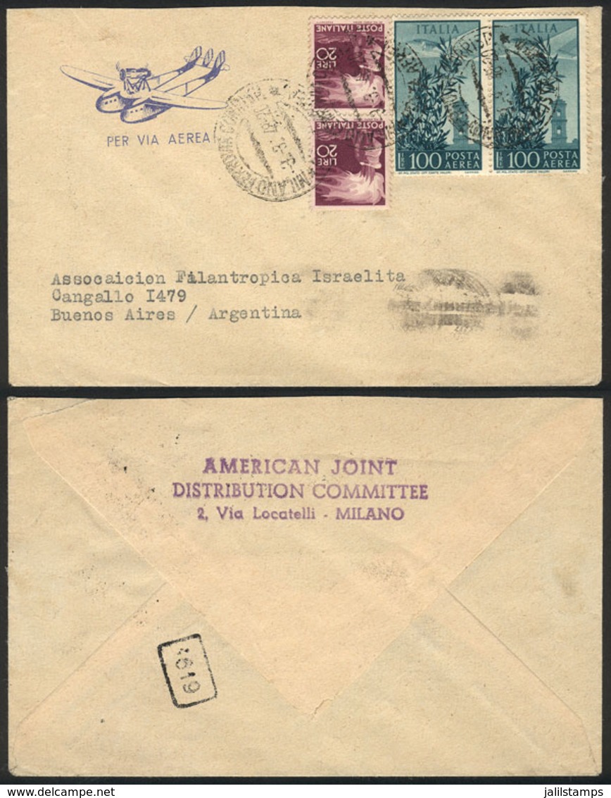 TOPIC JUDAICA: Cover Sent From The American Joint Distribution Committee In Milano (Italy) To The Israelite Philanthropi - Guidaismo