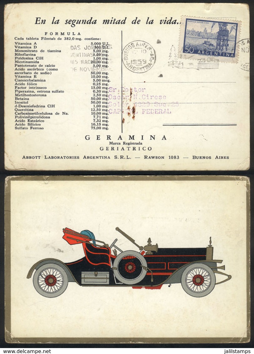 TOPIC MEDICINE: PC With Printed Advertising For "Geramina Old People's Home", Franked With 50c. And Used In Buenos Aires - Médecine