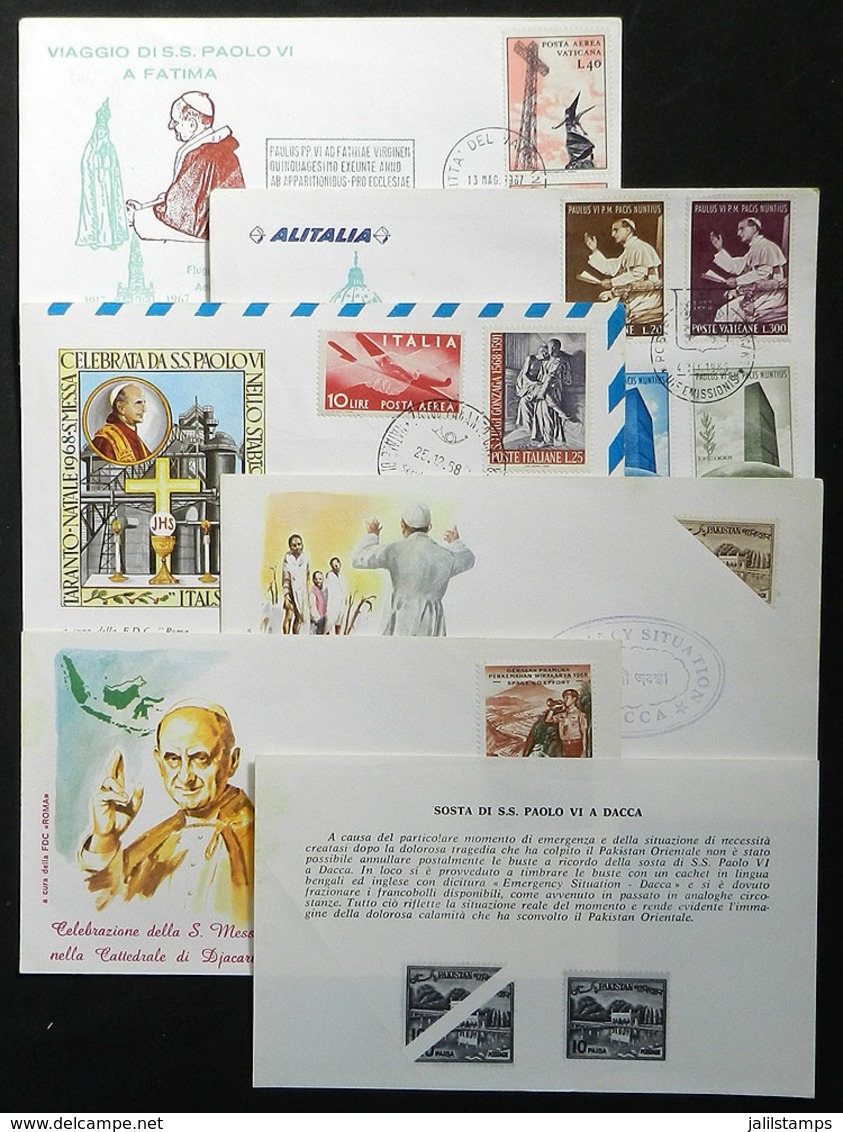 TOPIC RELIGION: TRIPS OF POPE PAOLO VI: Lot Of 15 Covers Commemorating Varied Trips, Very Nice! - Otros & Sin Clasificación