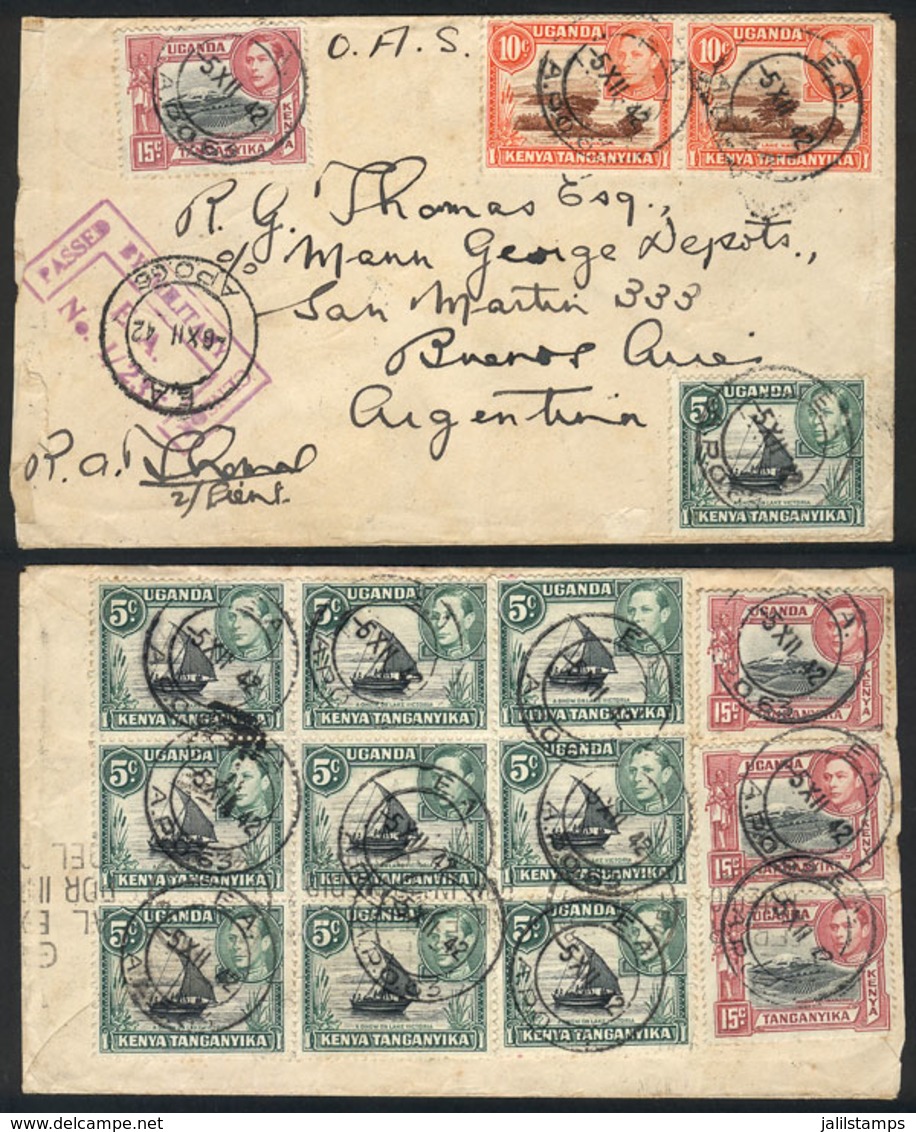 BRITISH EAST AFRICA: Cover Sent To Buenos Aires On 5/DE/1942 With Very Nice Postage Applied On Front And Back, Cancelled - Otros & Sin Clasificación