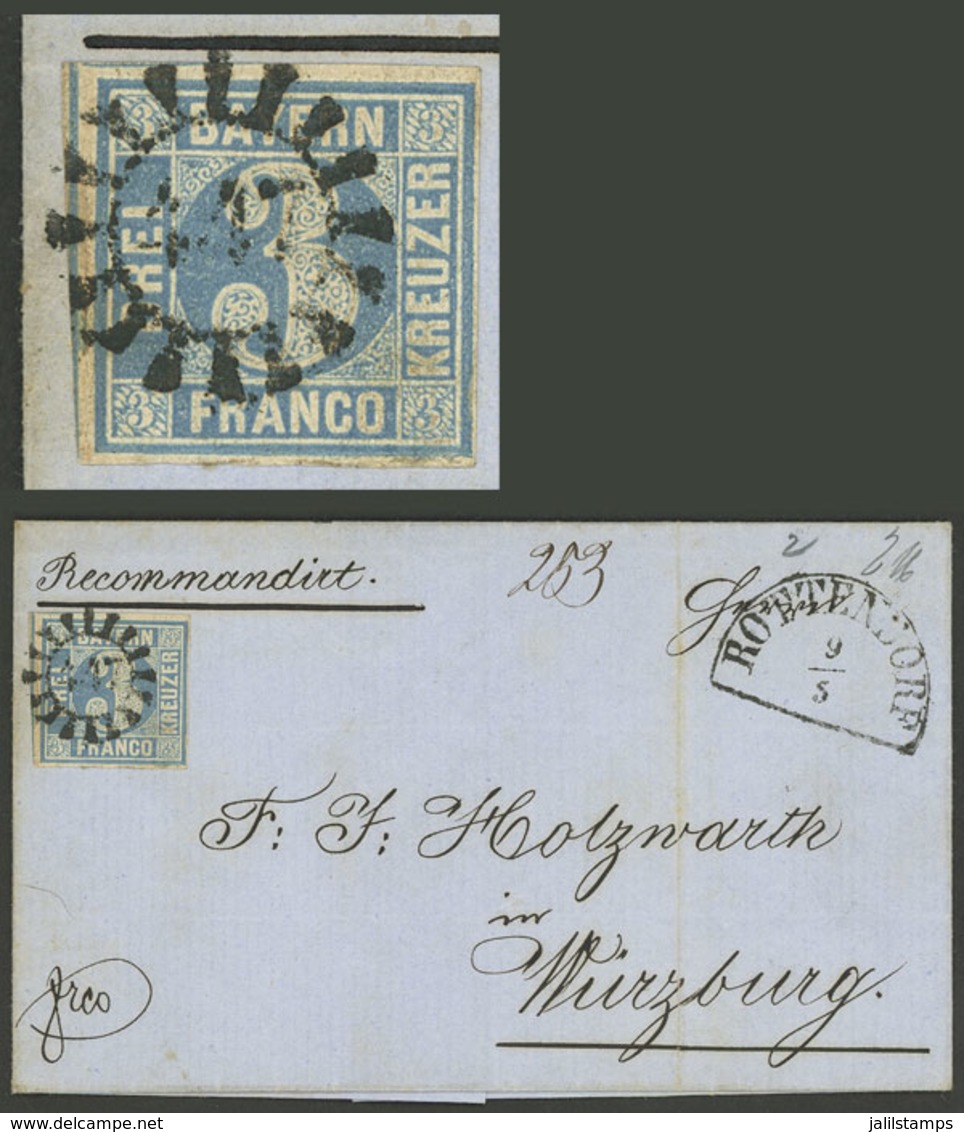 GERMANY: BAYERN: 9/MAY/1862 Rottendorf - Würzburg, Folded Cover Franked By Sc.2 ALONE, Excellent Quality! - Vorphilatelie