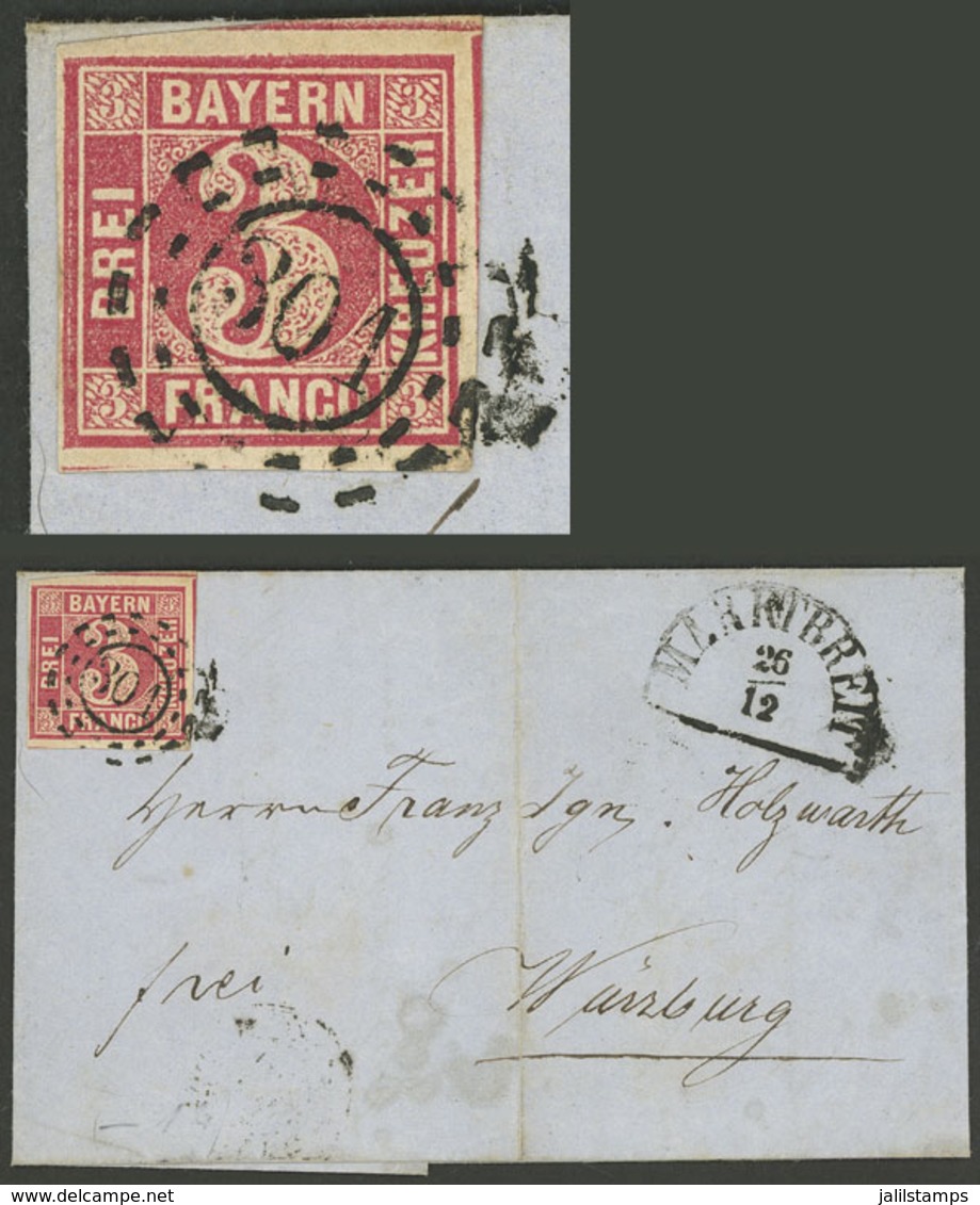 GERMANY: BAYERN: 26/DE/1862 Marktbreit - Würzburg, Folded Cover Franked By Sc.10 ALONE, Fine Quality! - Prephilately