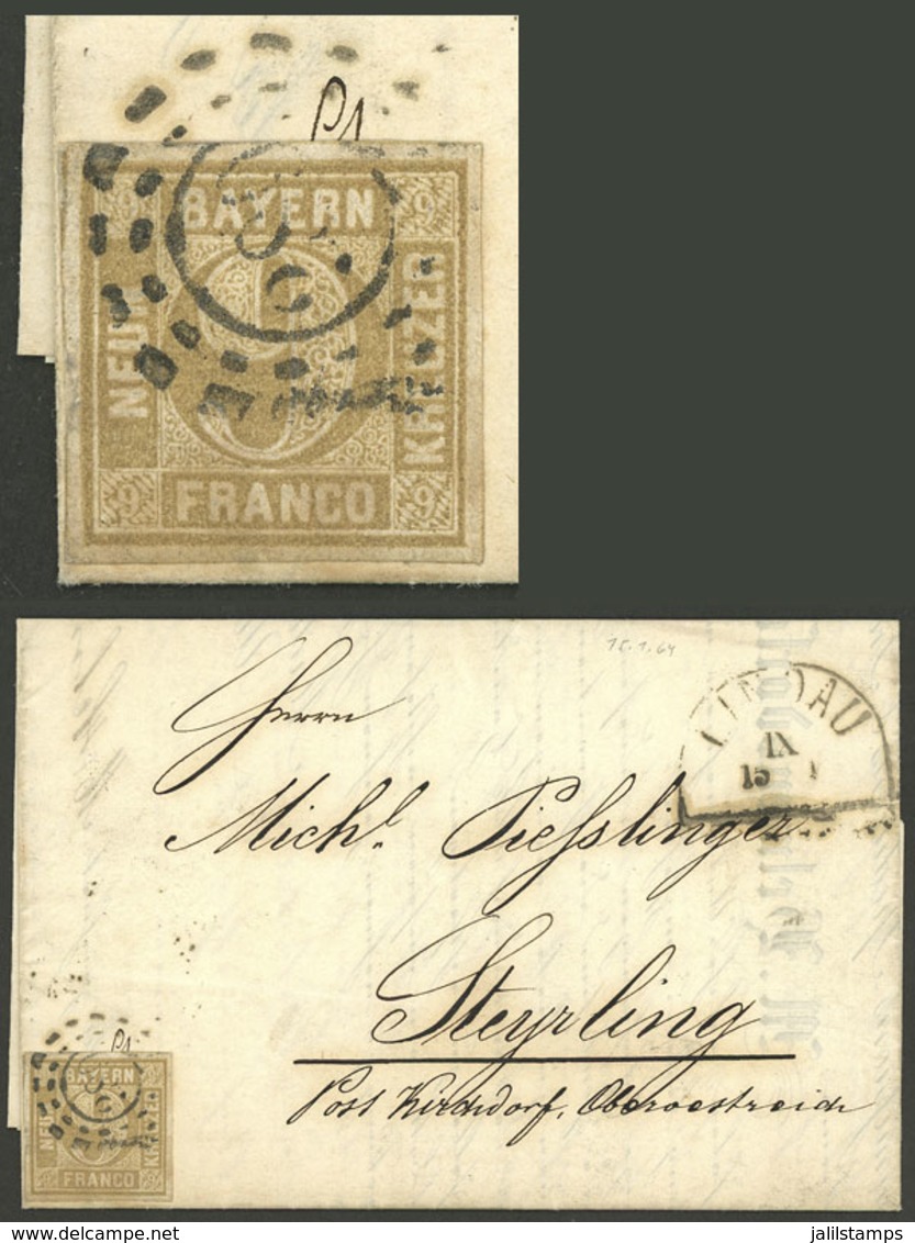GERMANY: BAYERN: 15/JA/1864 Lindau - Steyrling, Entire Letter Franked By Sc.12 Alone, With Transit And Arrival Backstamp - Precursores