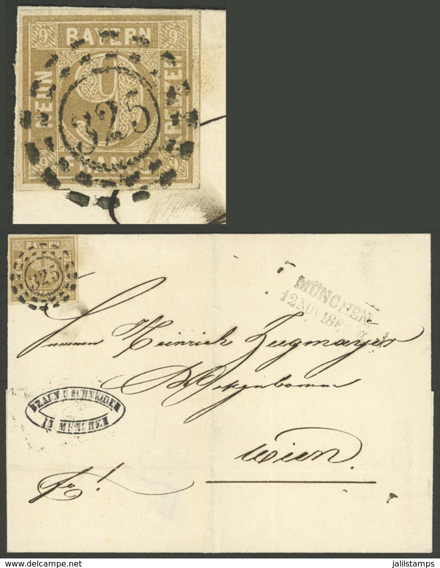 GERMANY: BAYERN: 12/NO/1866 München - Wien, Folded Cover Franked By Sc.12, With Arrival Backstamp, VF Quality! - Prephilately