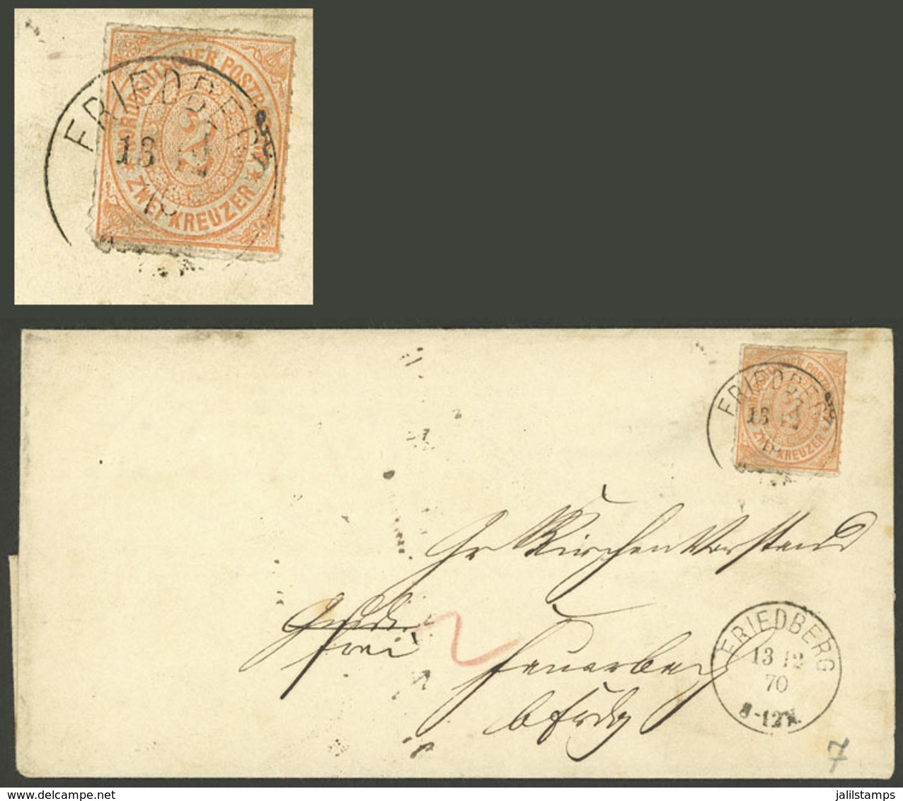 GERMANY: NORTH GERMAN CONFEDERATION: 13/DE/1870 Friedberg - ?, Folded Cover Franked By Sc.8 Alone, Very Nice! - Prephilately