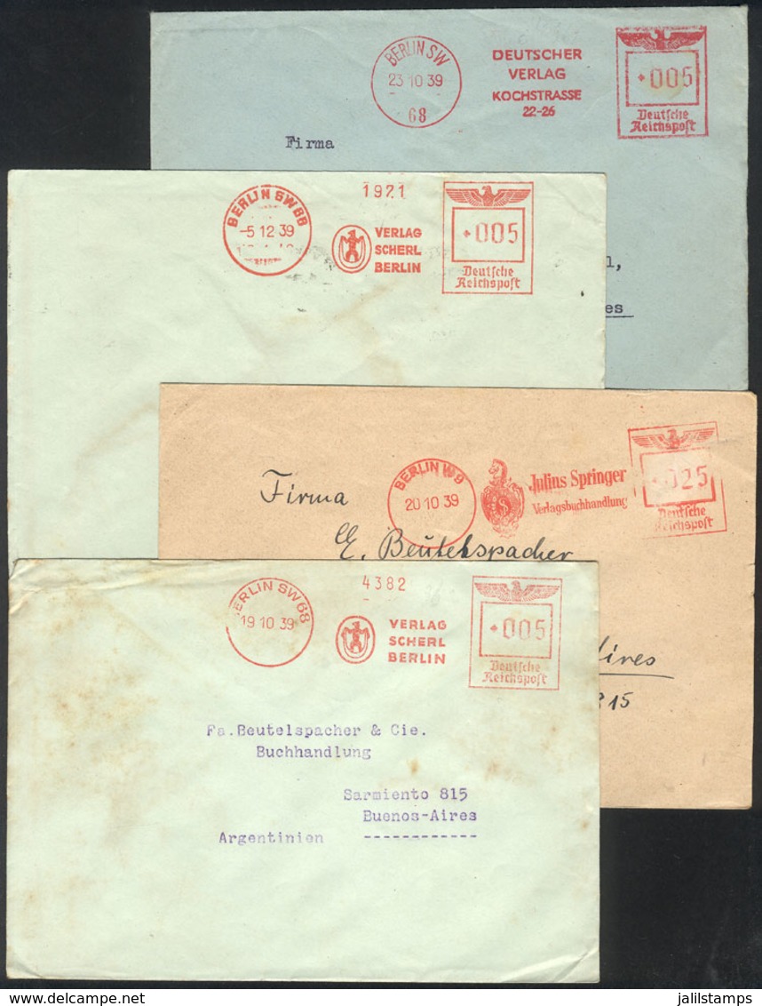 GERMANY: 4 Covers Sent To Argentina In 1939 With Metered Postages, Very Nice And Interesting, Low Start! - Vorphilatelie