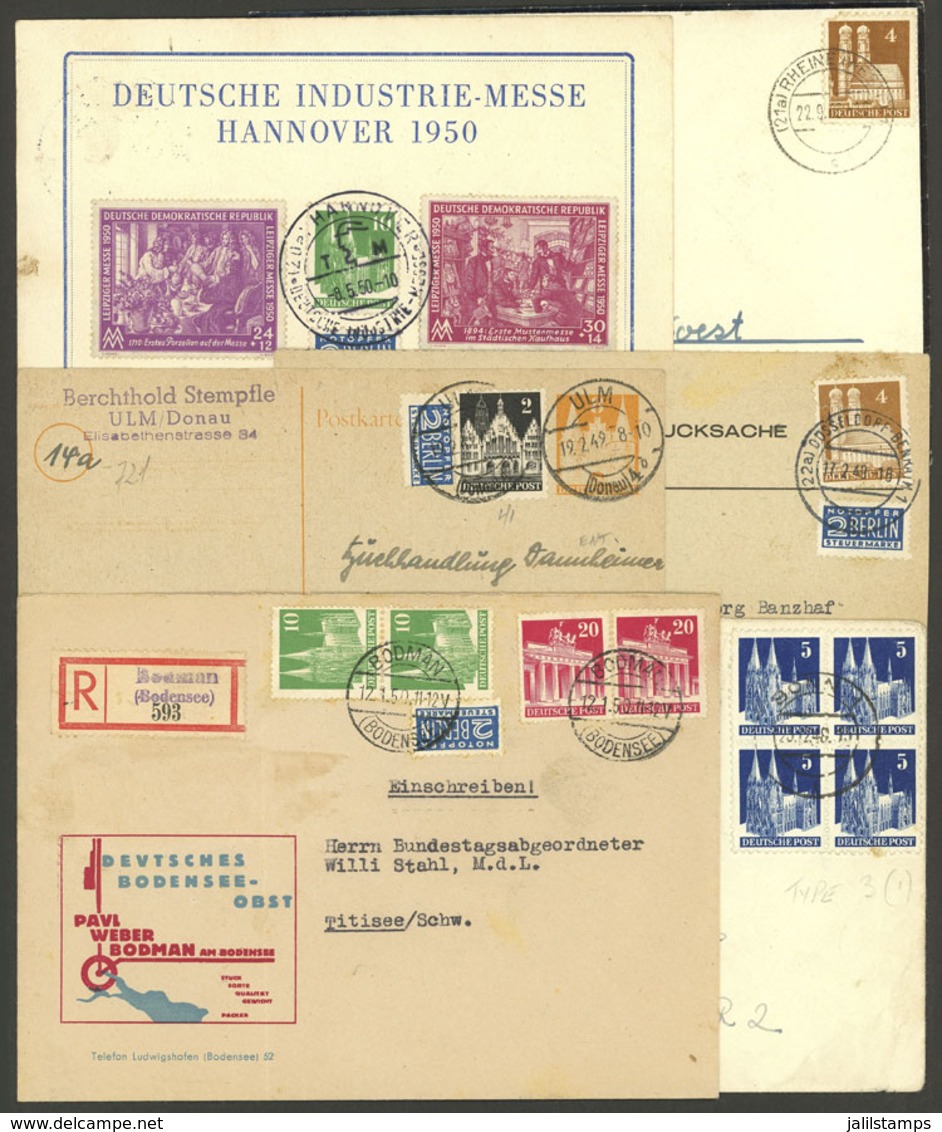 GERMANY: 6 Covers Or Cards Used Between 1948 And 1950 With Nice Frankings, Fine To VF Quality! - Vorphilatelie