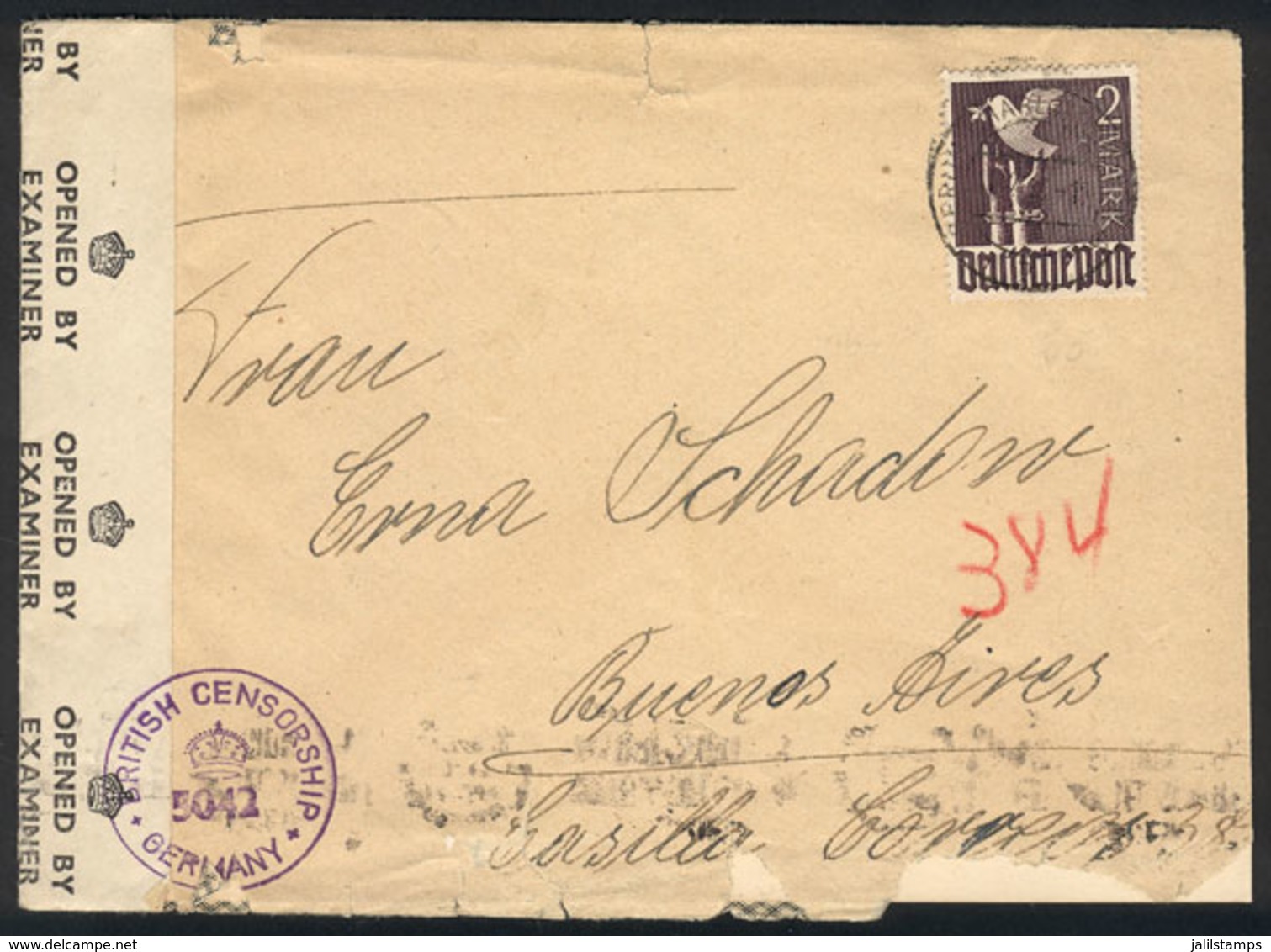 GERMANY: Cover Sent From Erkner/Berlin To Buenos Aires In FEB/1948 With Interesting Postage Of 2Mk., With Opening Defect - Precursores