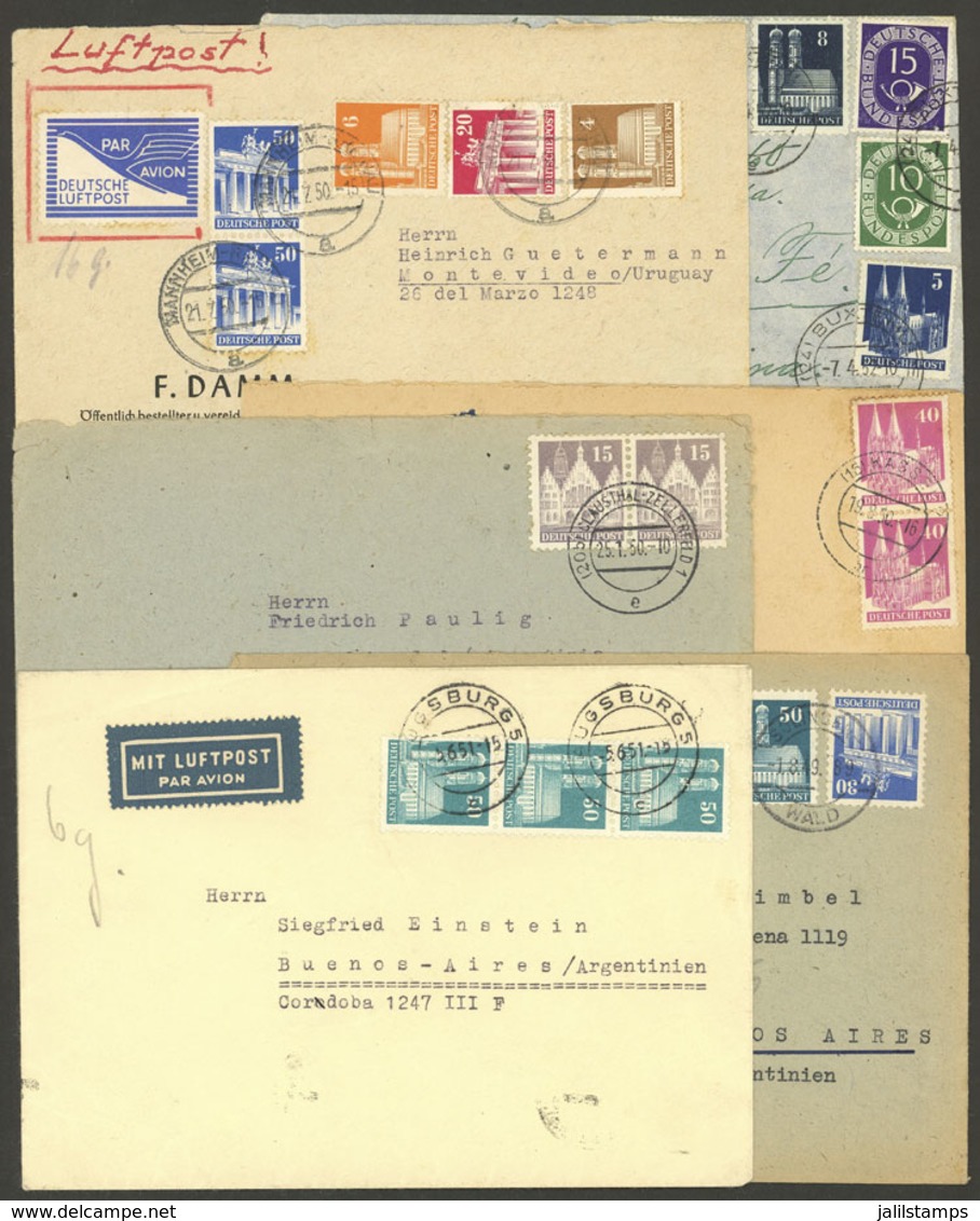 GERMANY: 6 Covers Sent To South America Between 1950 And 1952 With Nice Postages! - Vorphilatelie